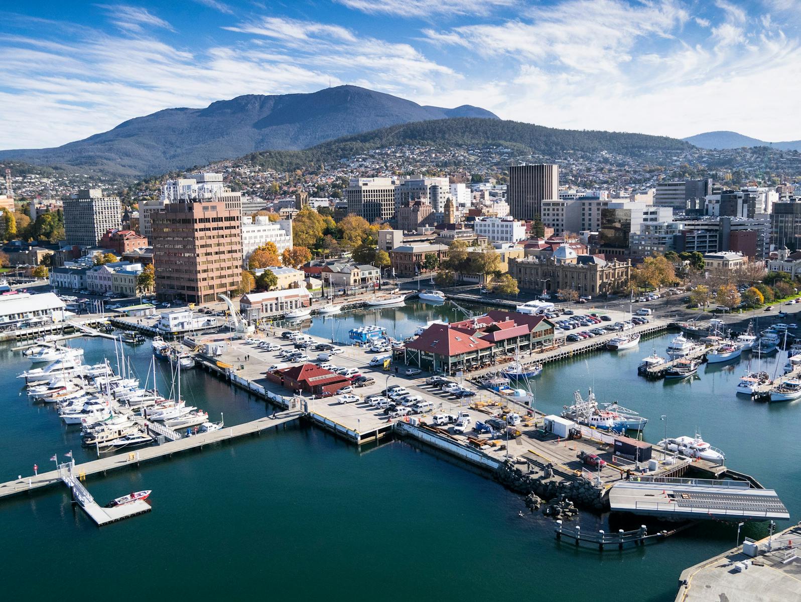 An aerial photograph of Hobart