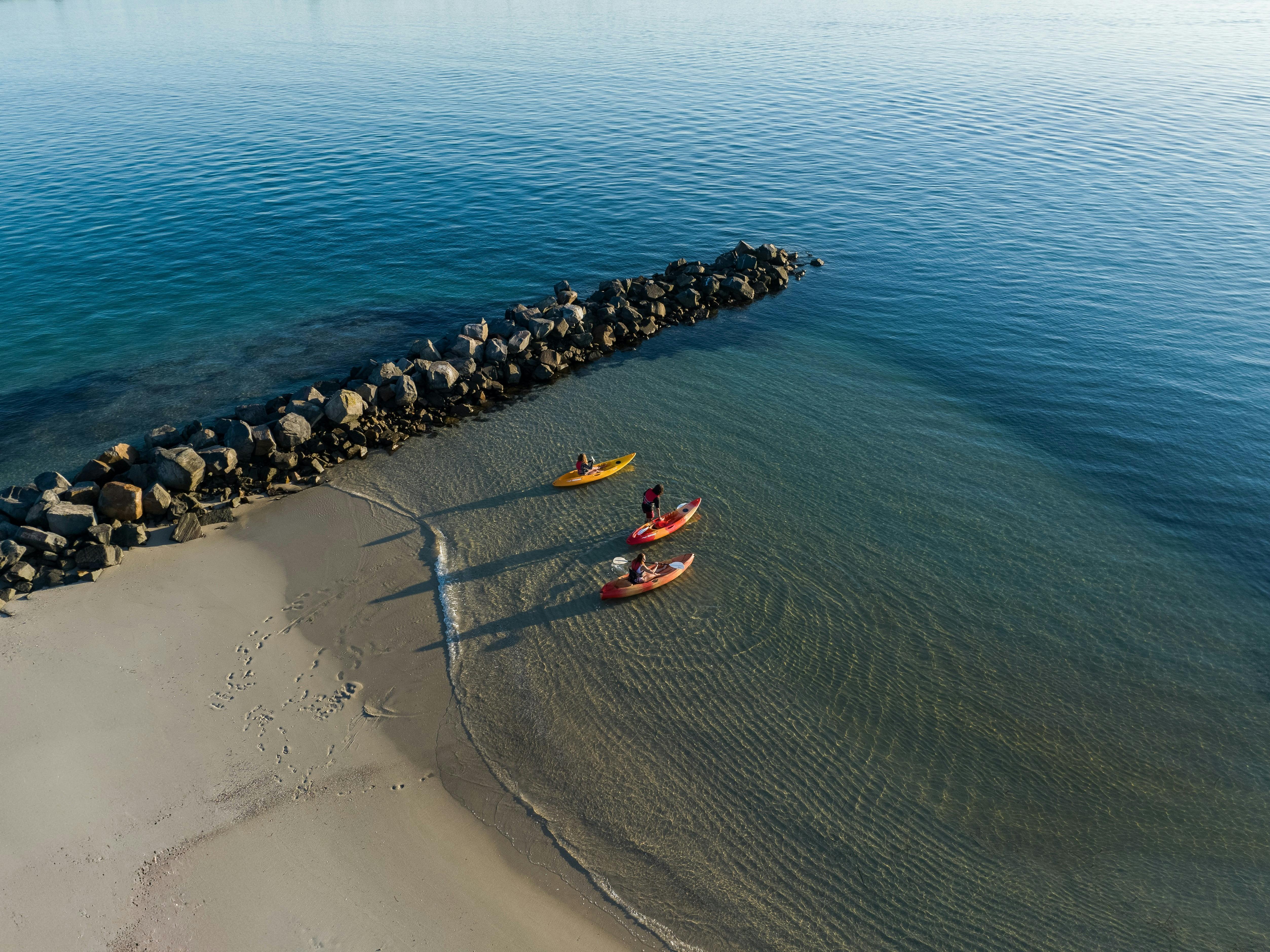 Arial shot kayaking Salts Bay
