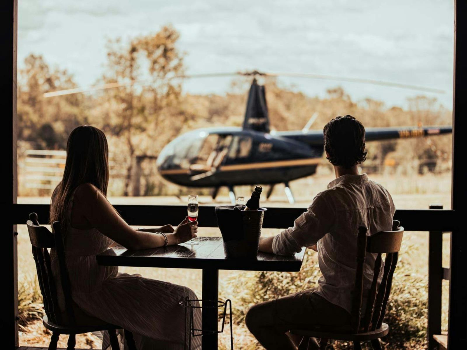 Helicopter ride from Noosa to Dingo Creek Winery