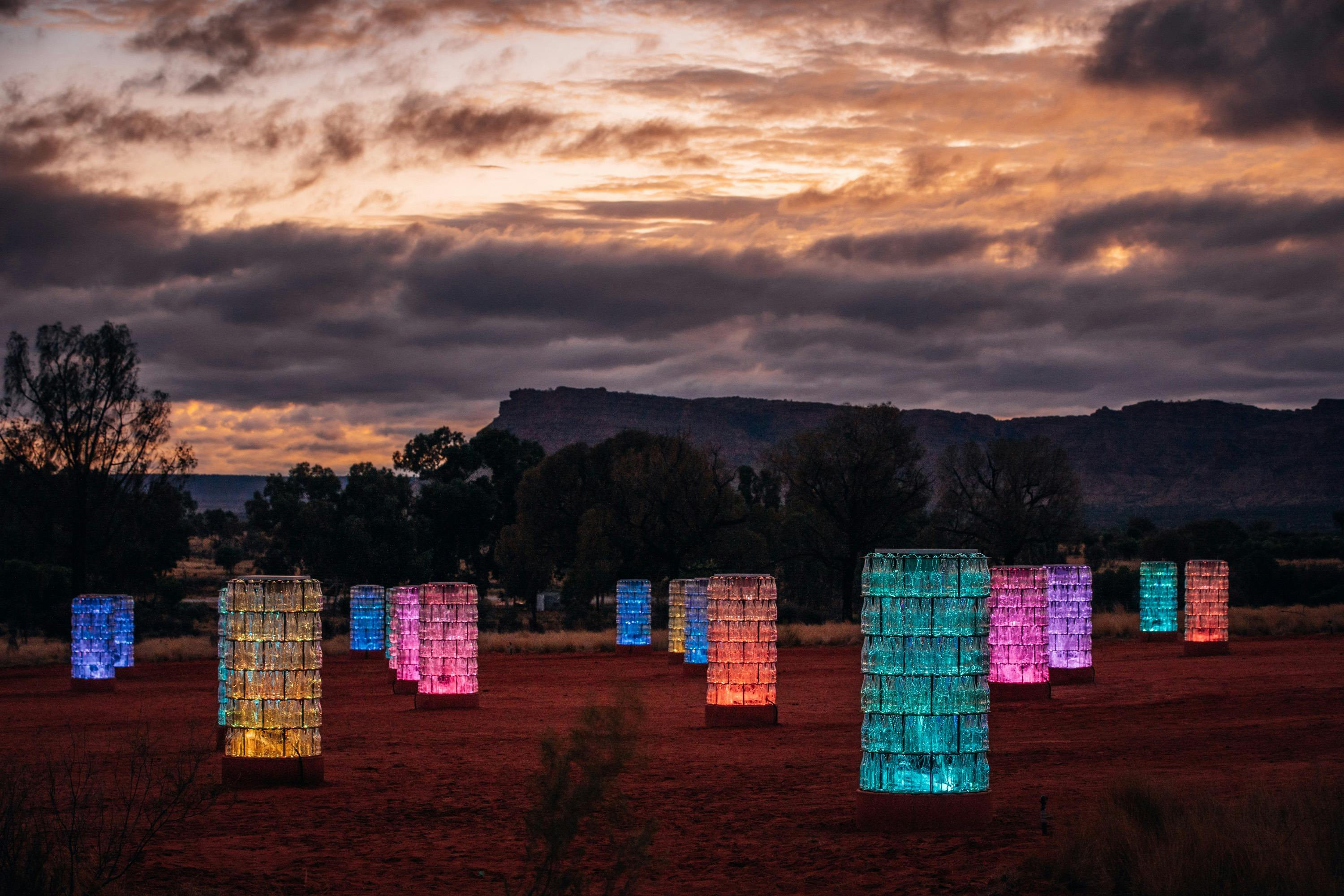 Light-Towers at Sunrise