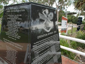 photo showing close detail of the Krait Memorial at Dayman Park