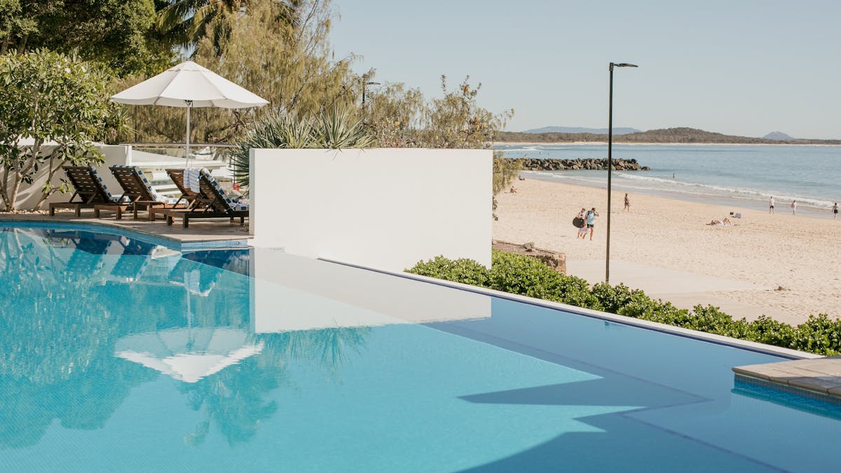Newly renovated pool with beachfront access and view of main noosa beach
