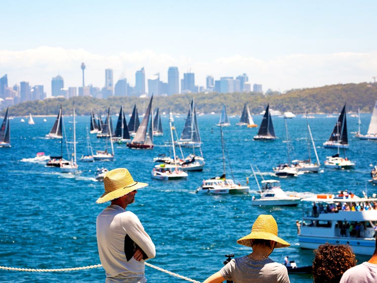 Man watching Sydney to Hobart race from exclusive point