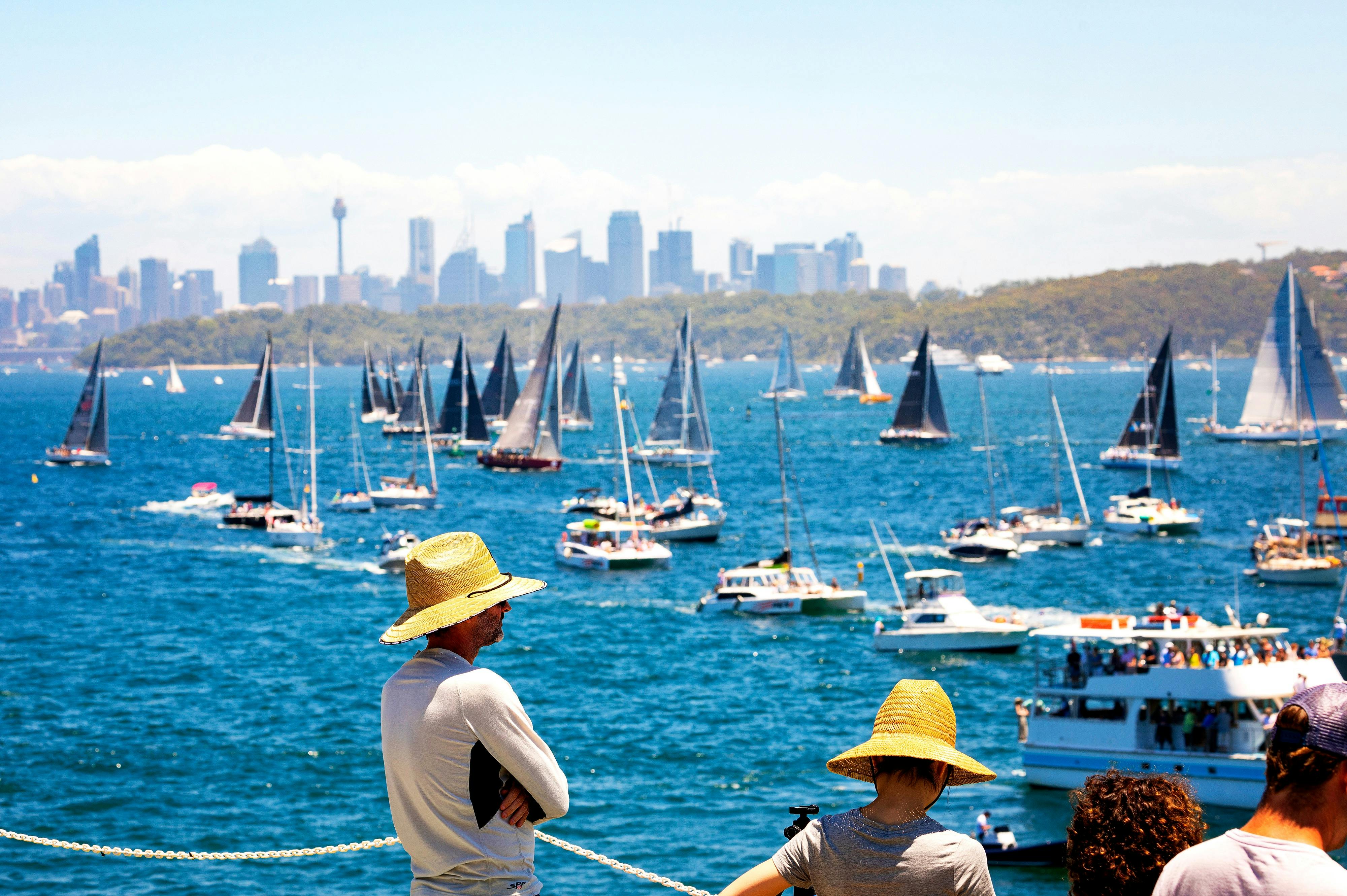 Man watching Sydney to Hobart race from exclusive point