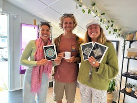 Customers with mandala cards