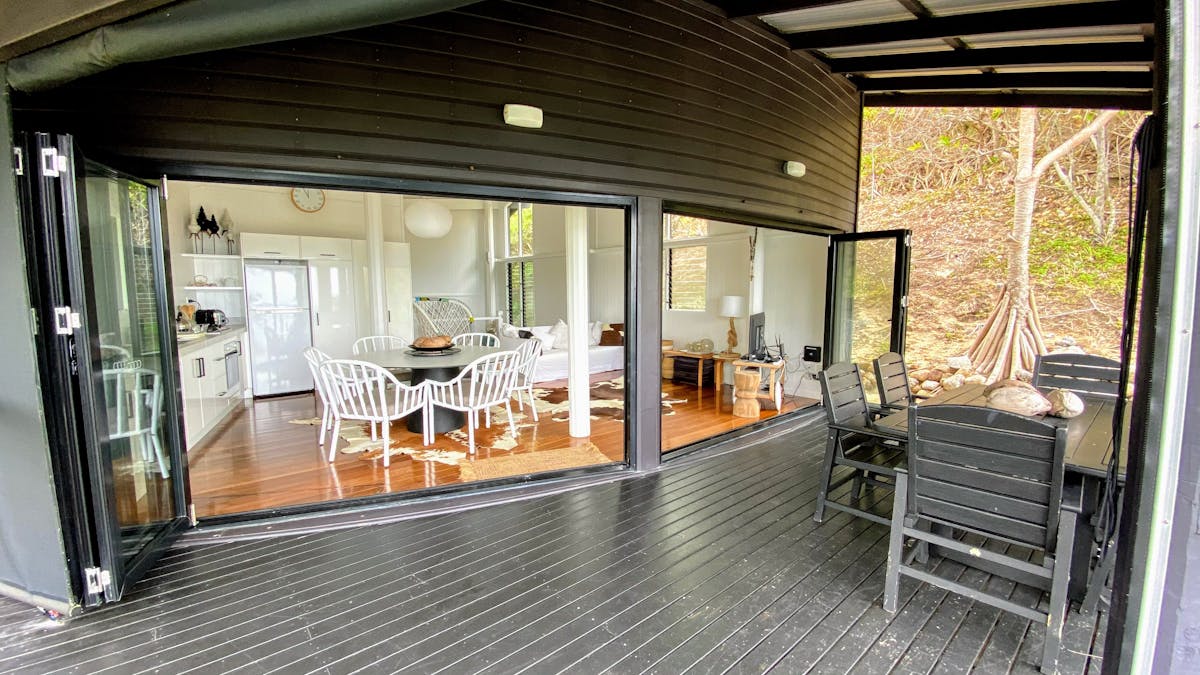 Open living area, leading onto a large deck