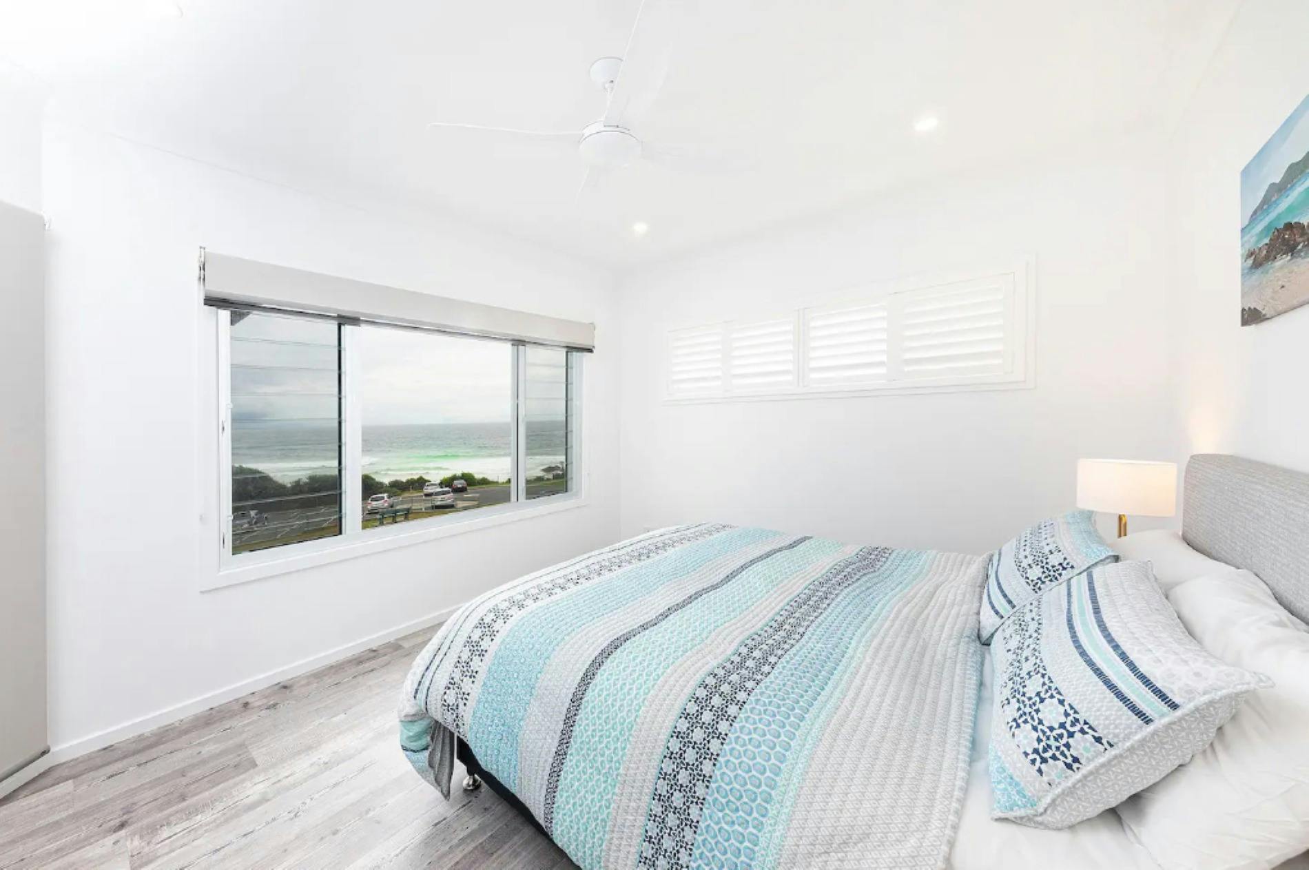 Master bedroom with Queen bed and beach views