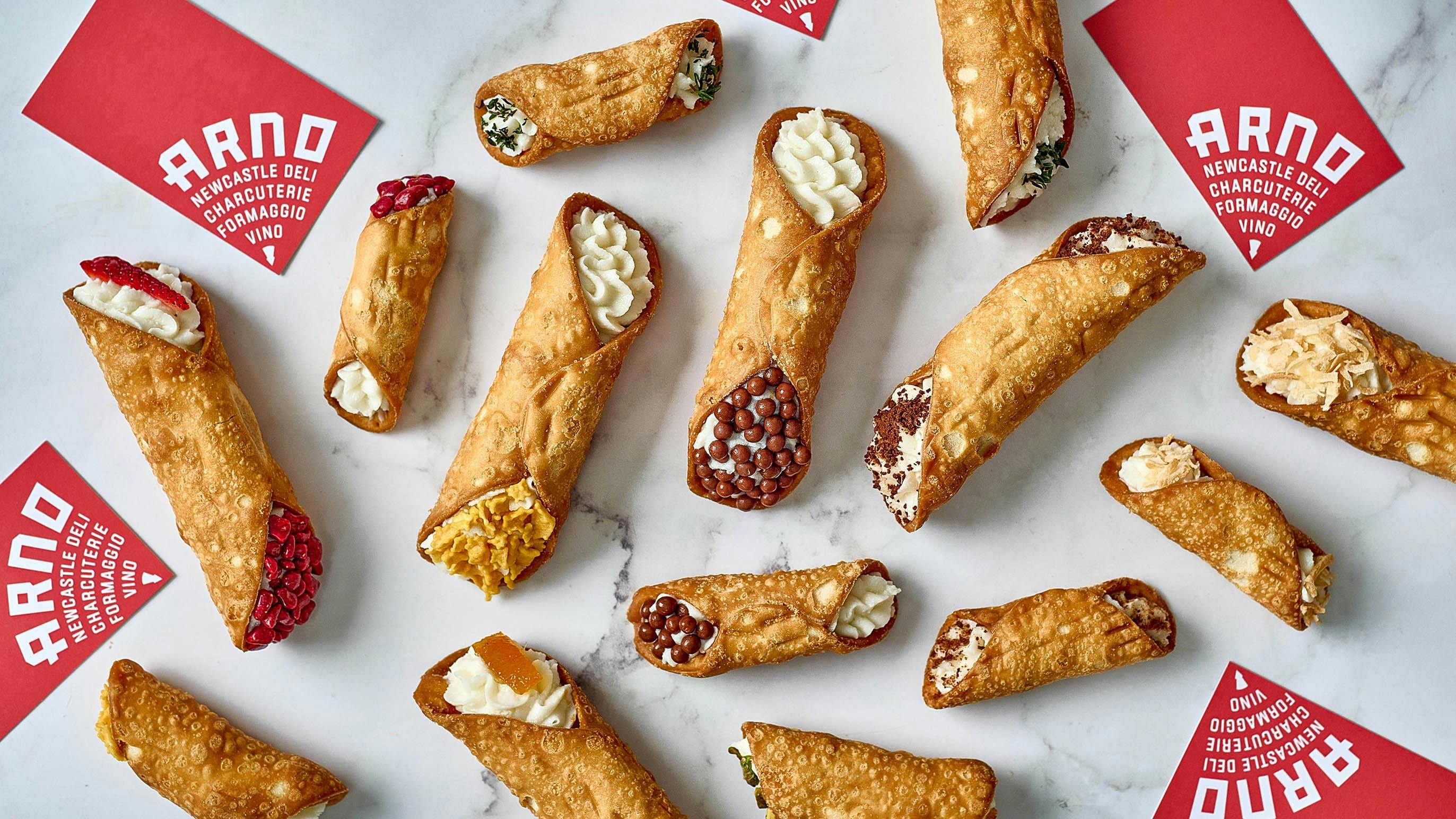 Selection of regular and mini cannoli
