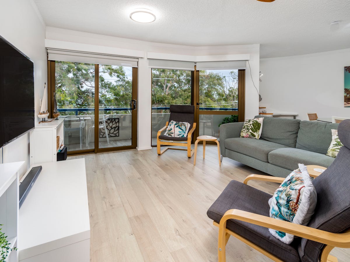 Lounge area overlooking water