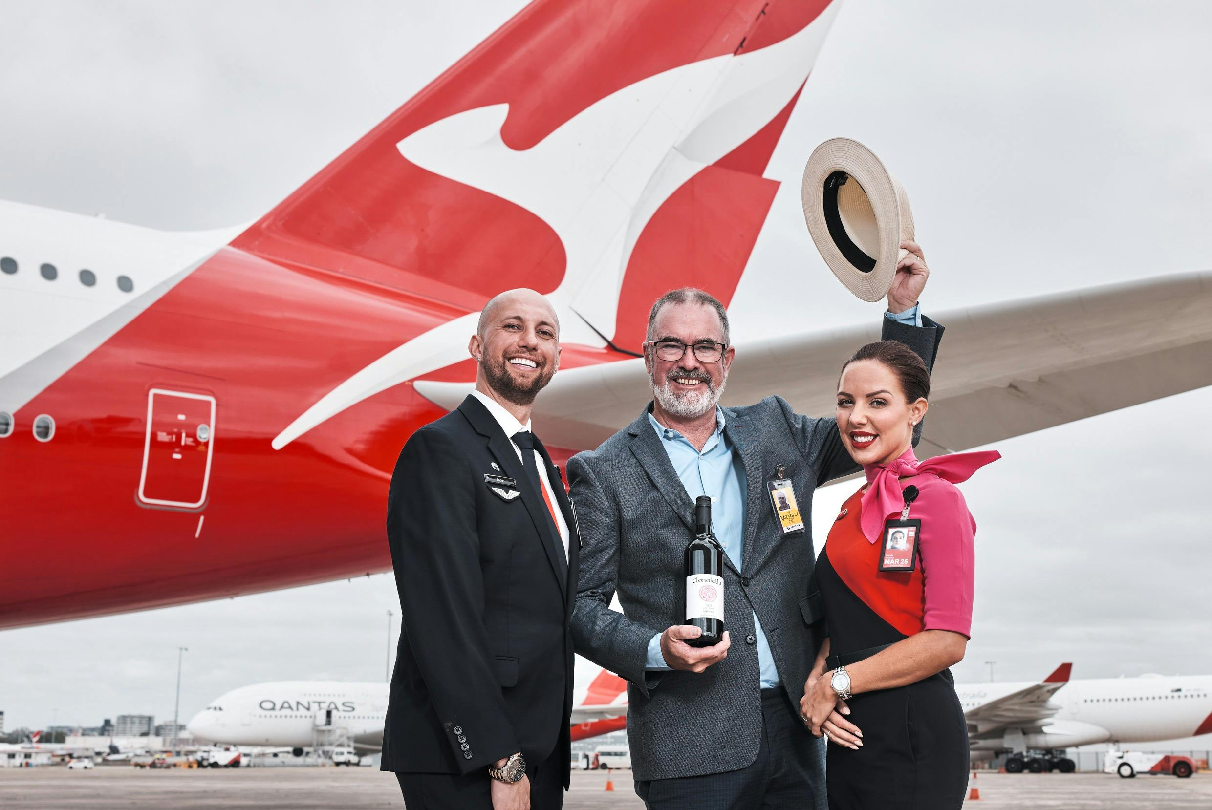 Tim Kirk and Qantas staff