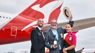 Tim Kirk and Qantas staff