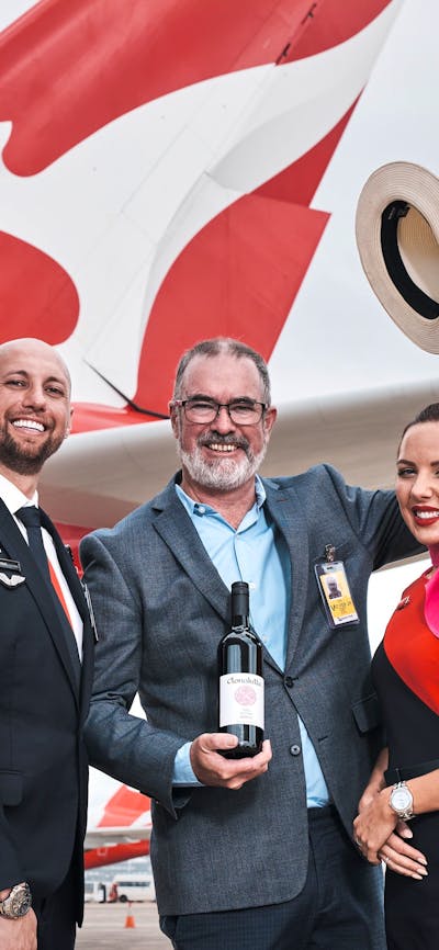 Tim Kirk and Qantas staff