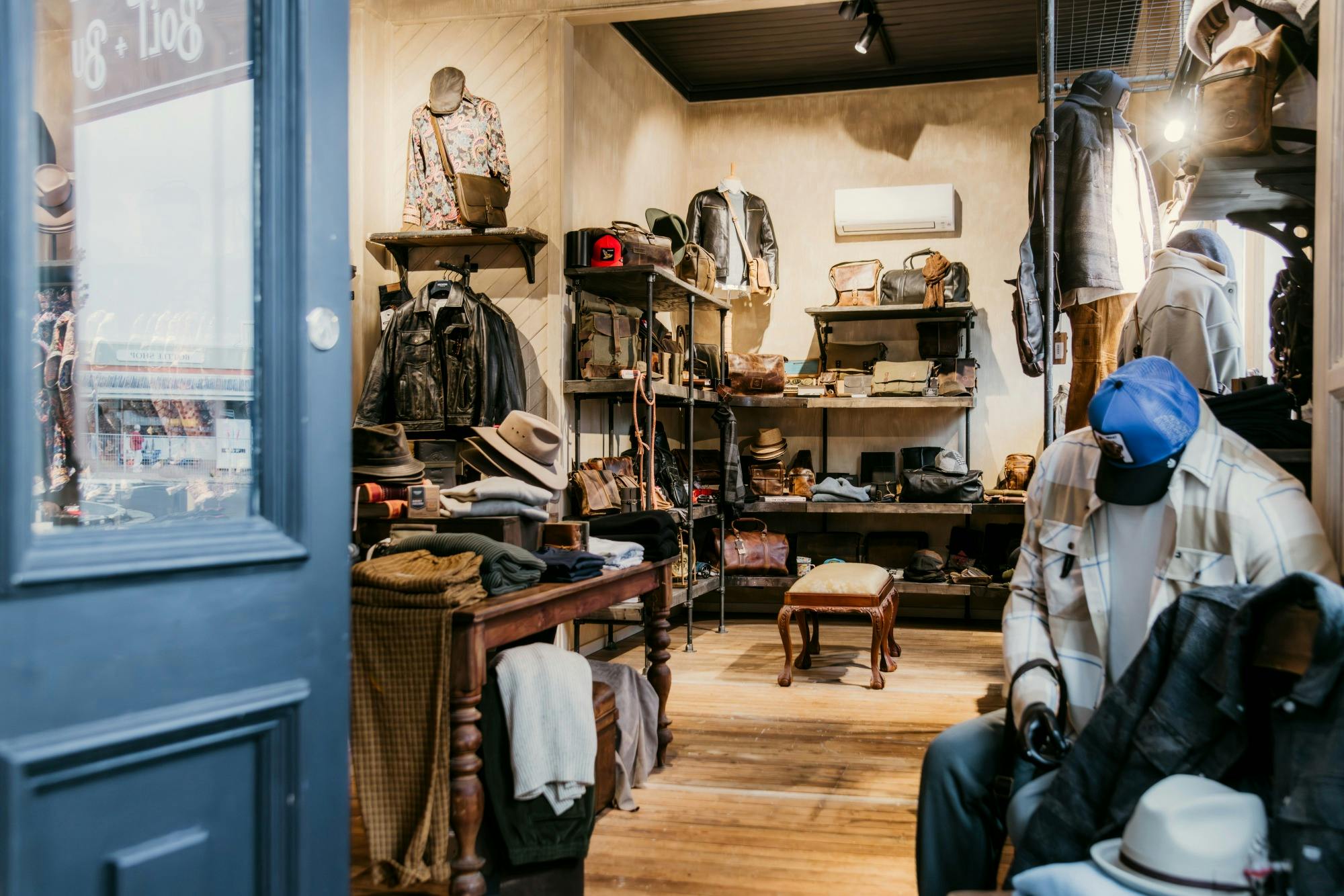 Step inside Bolt + Buckle Alstonville for leather jackets, bags, hats and casual menswear