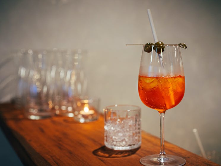 Amaro Spritz. Cocktails are made from local and niche Australian ingredients.
