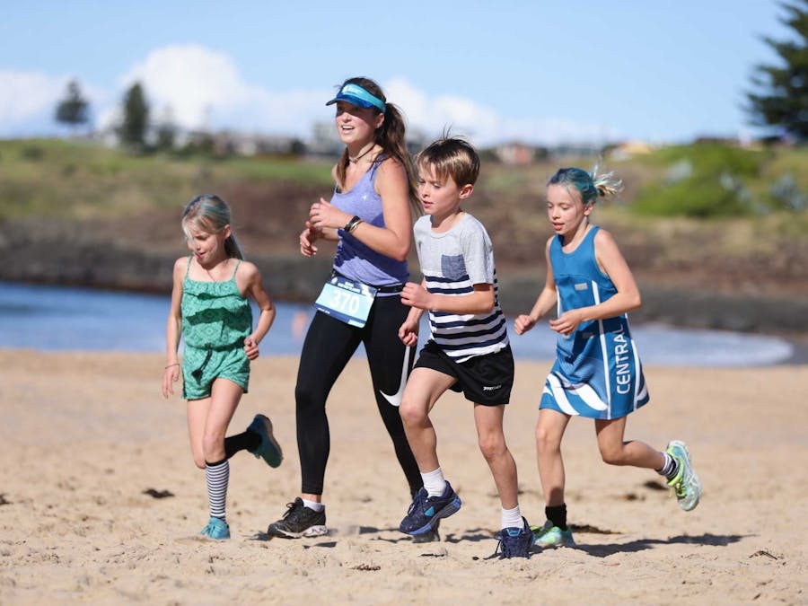 Runner with kids