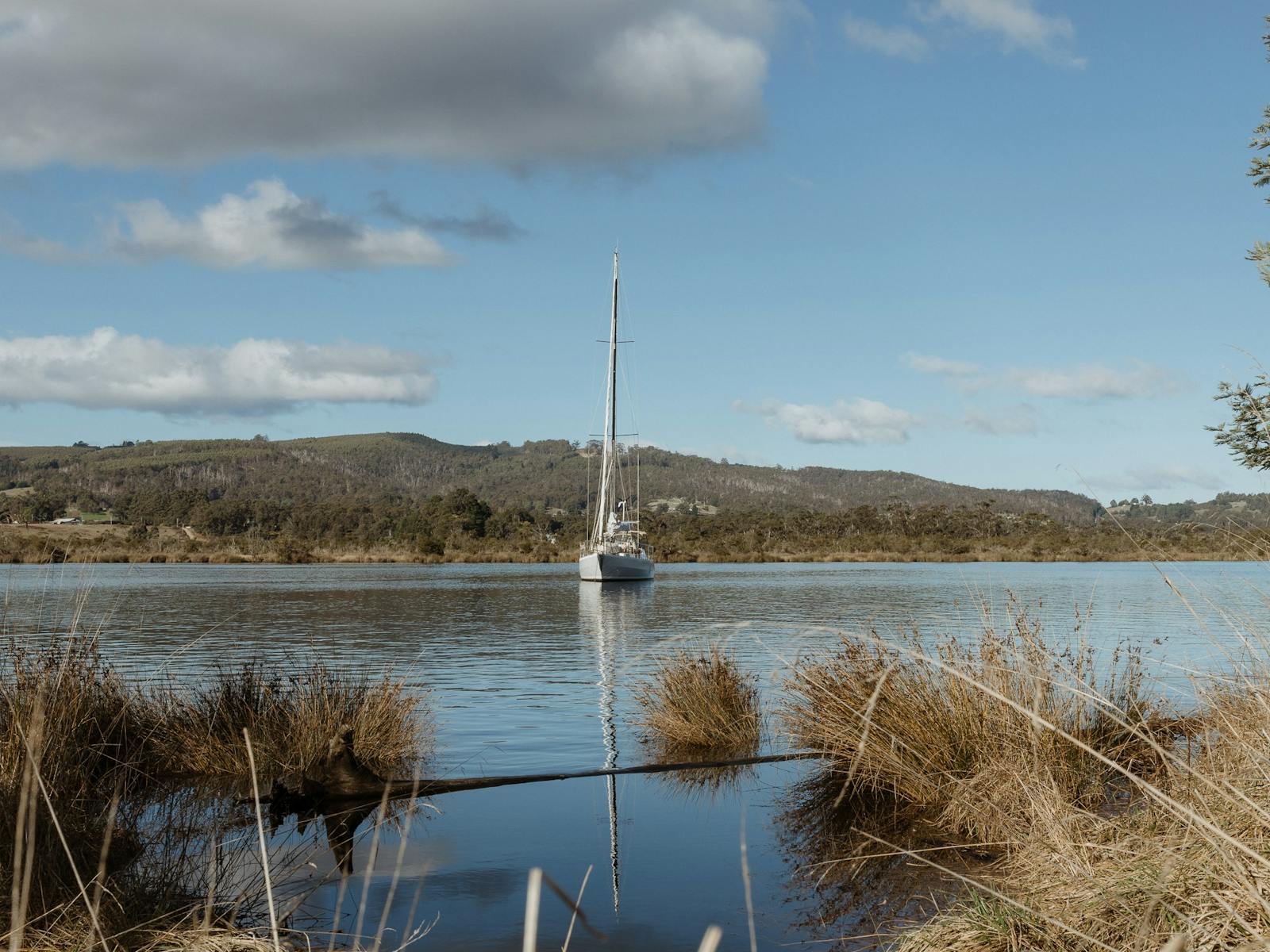 Boat reflections on the Huon River