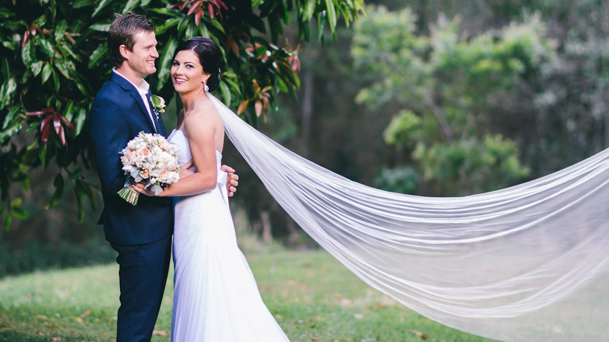 Bride and Groom in the garden
