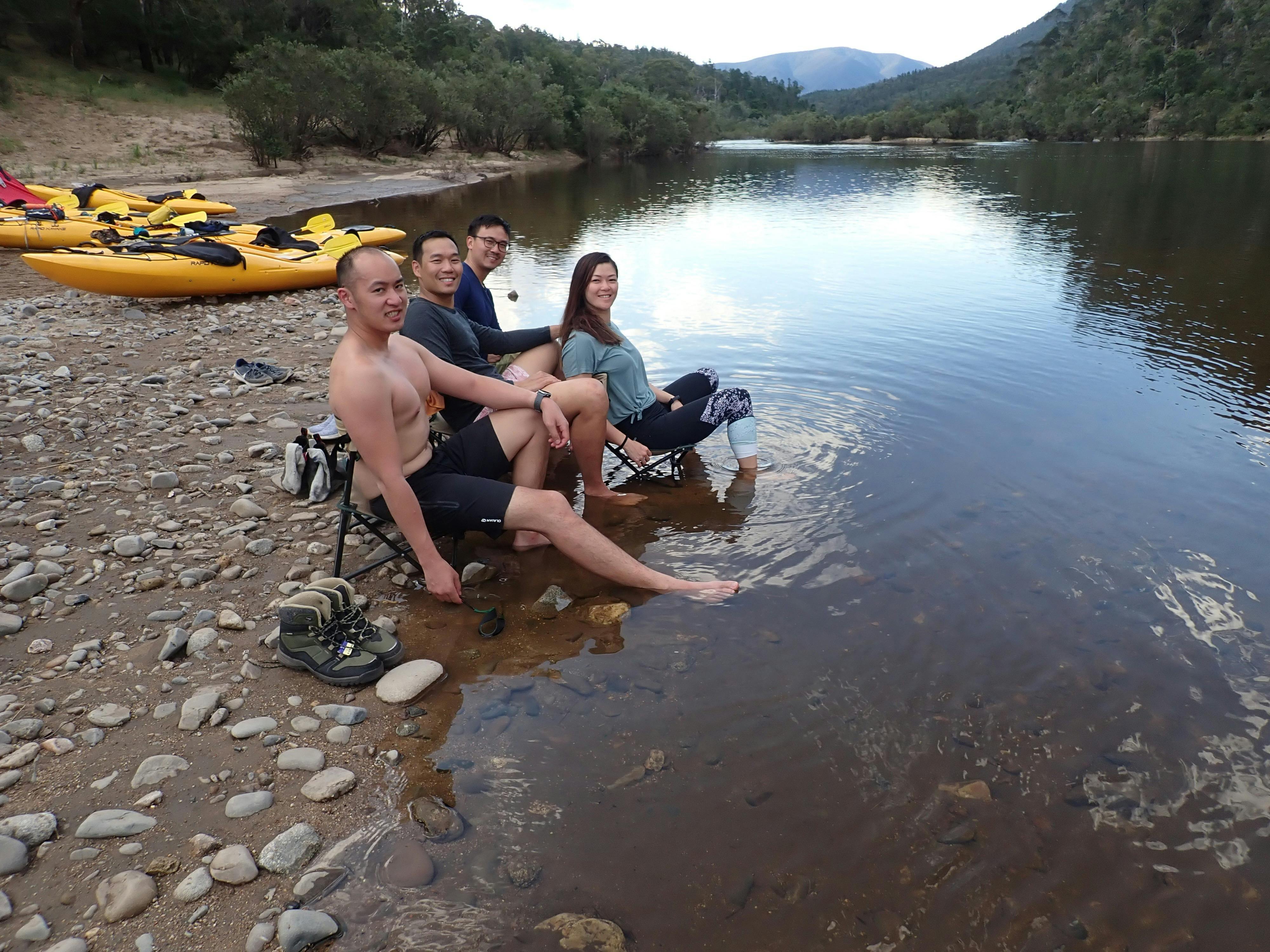 People are relaxing during the Snowy River Kayaking Adventure