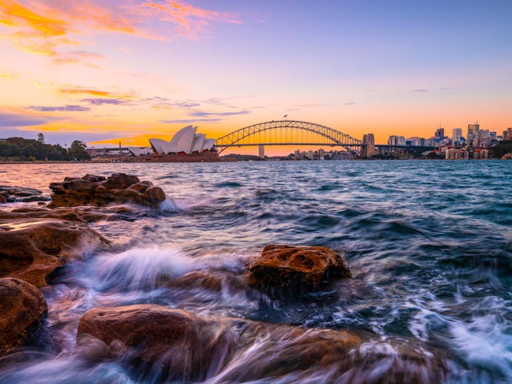 Sun setting over Sydney Harbour in Summer