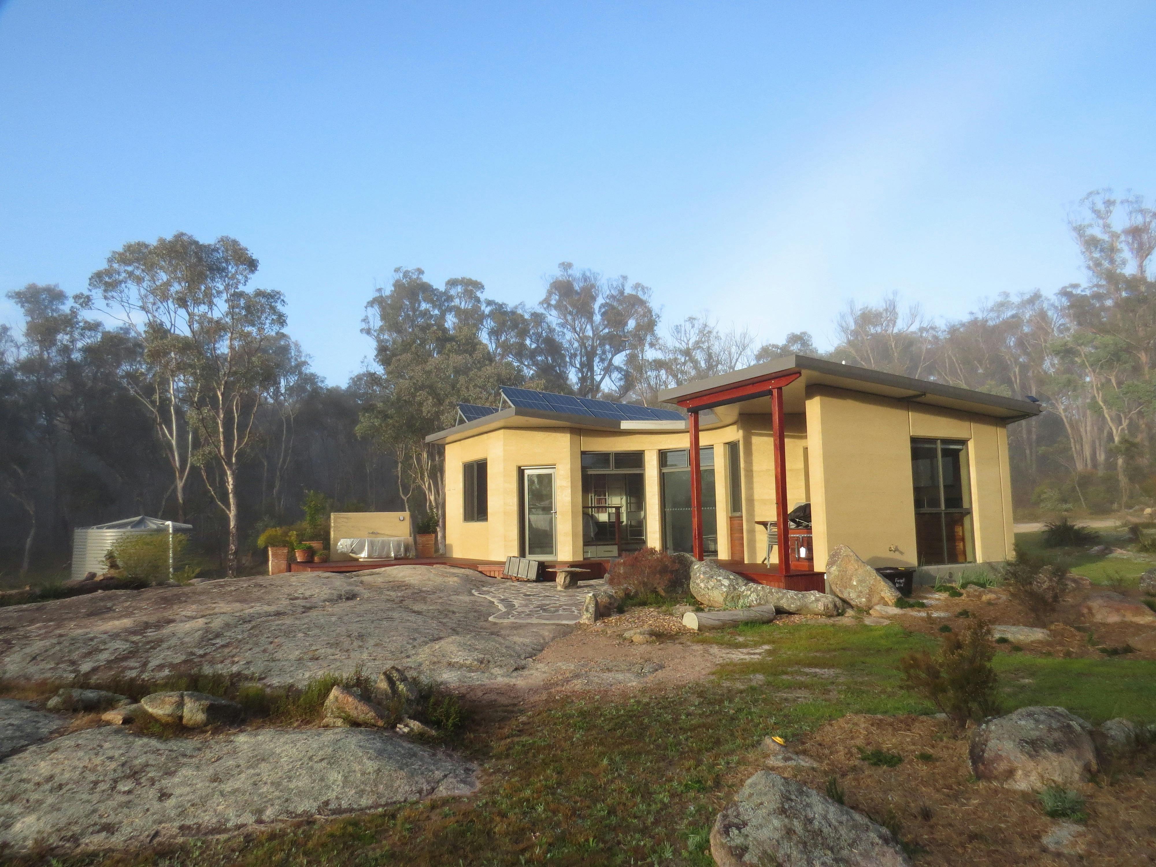 Enjoy the warmth of rammed earth cabins and crisp, cool mornings in Southern Queensland Country
