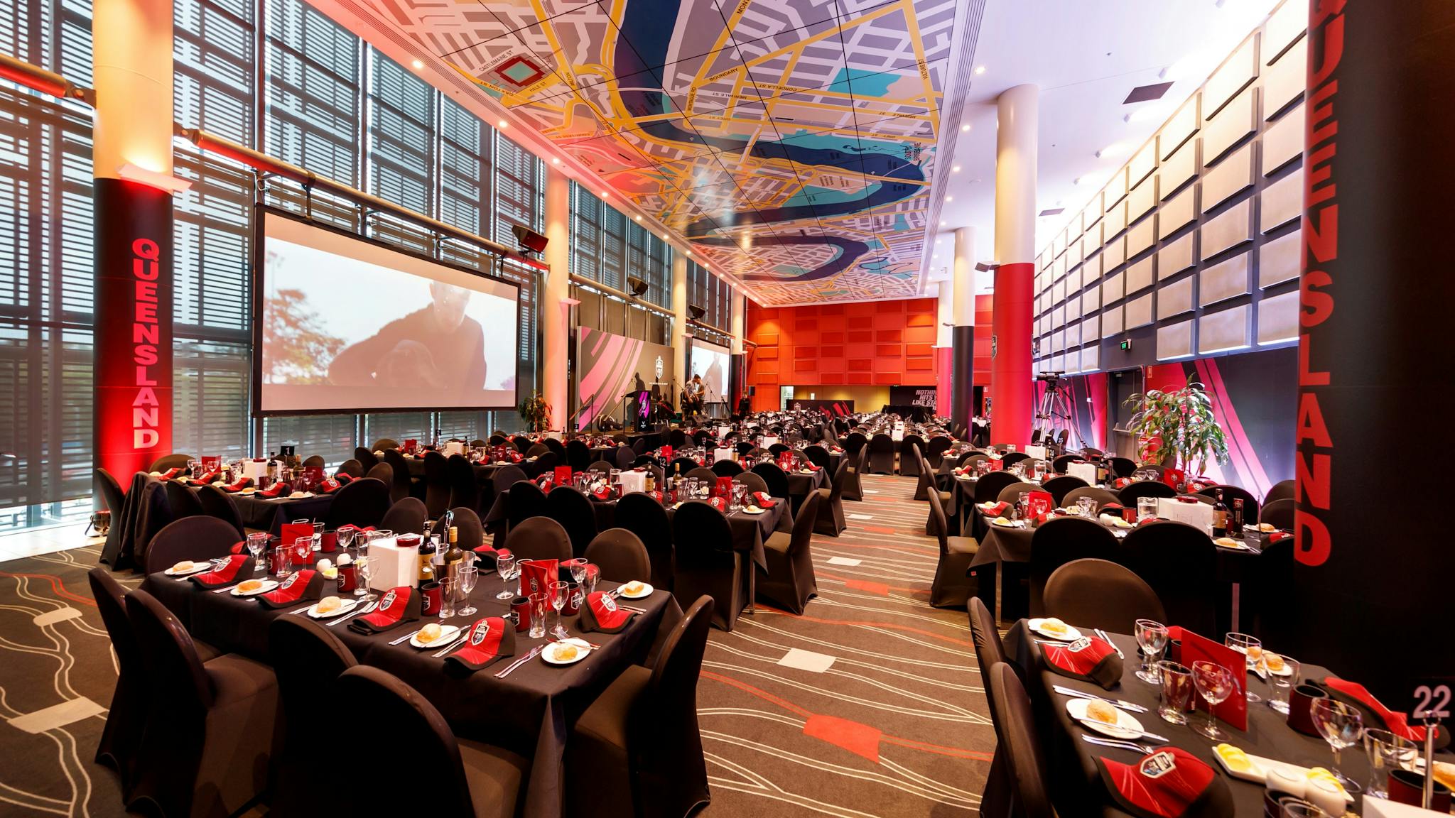 An image of the Paddington Room at Suncorp Stadium setup for a function