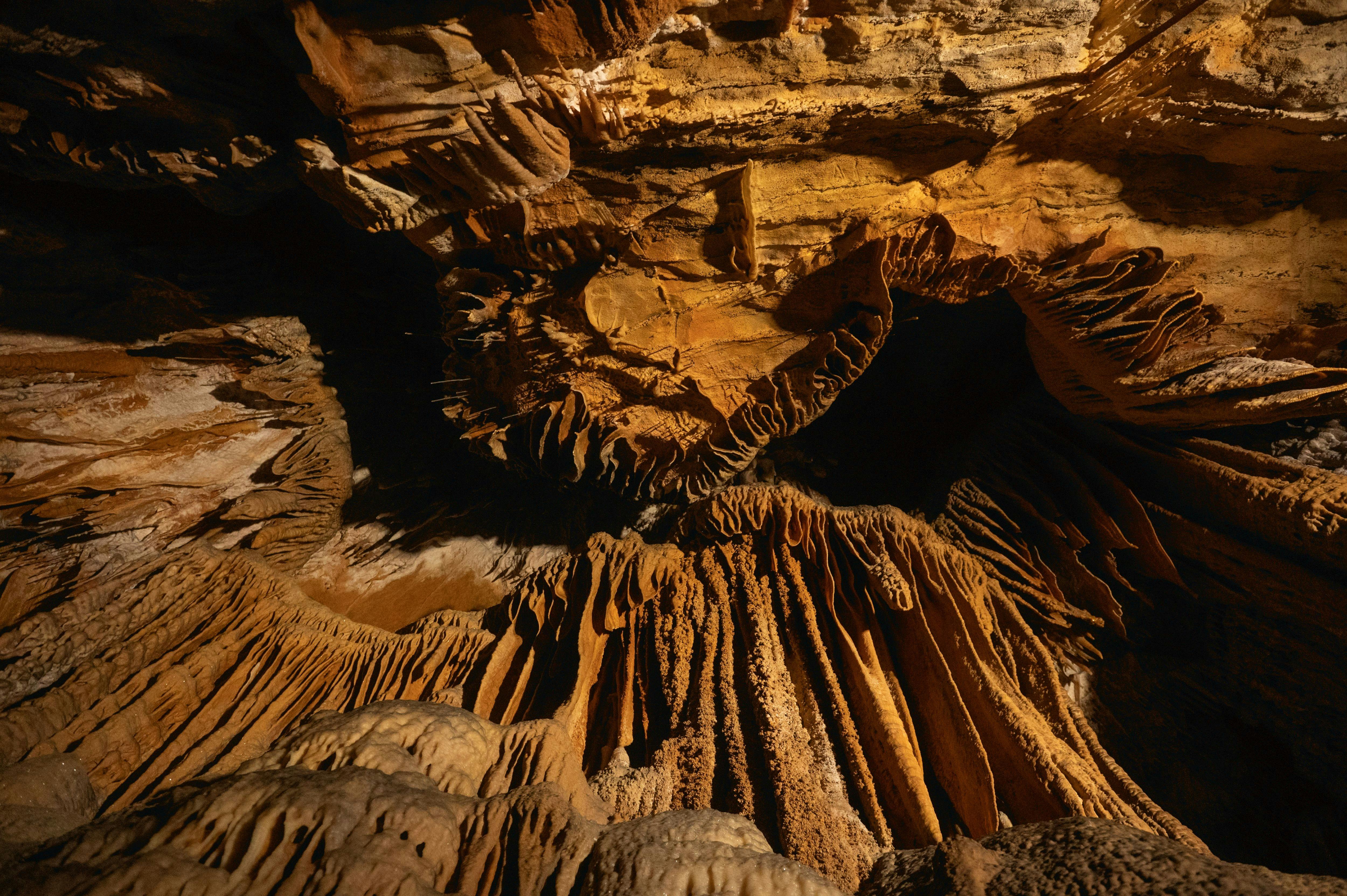 Detail of the Cave ceiling, showing intricate formations and shadows
