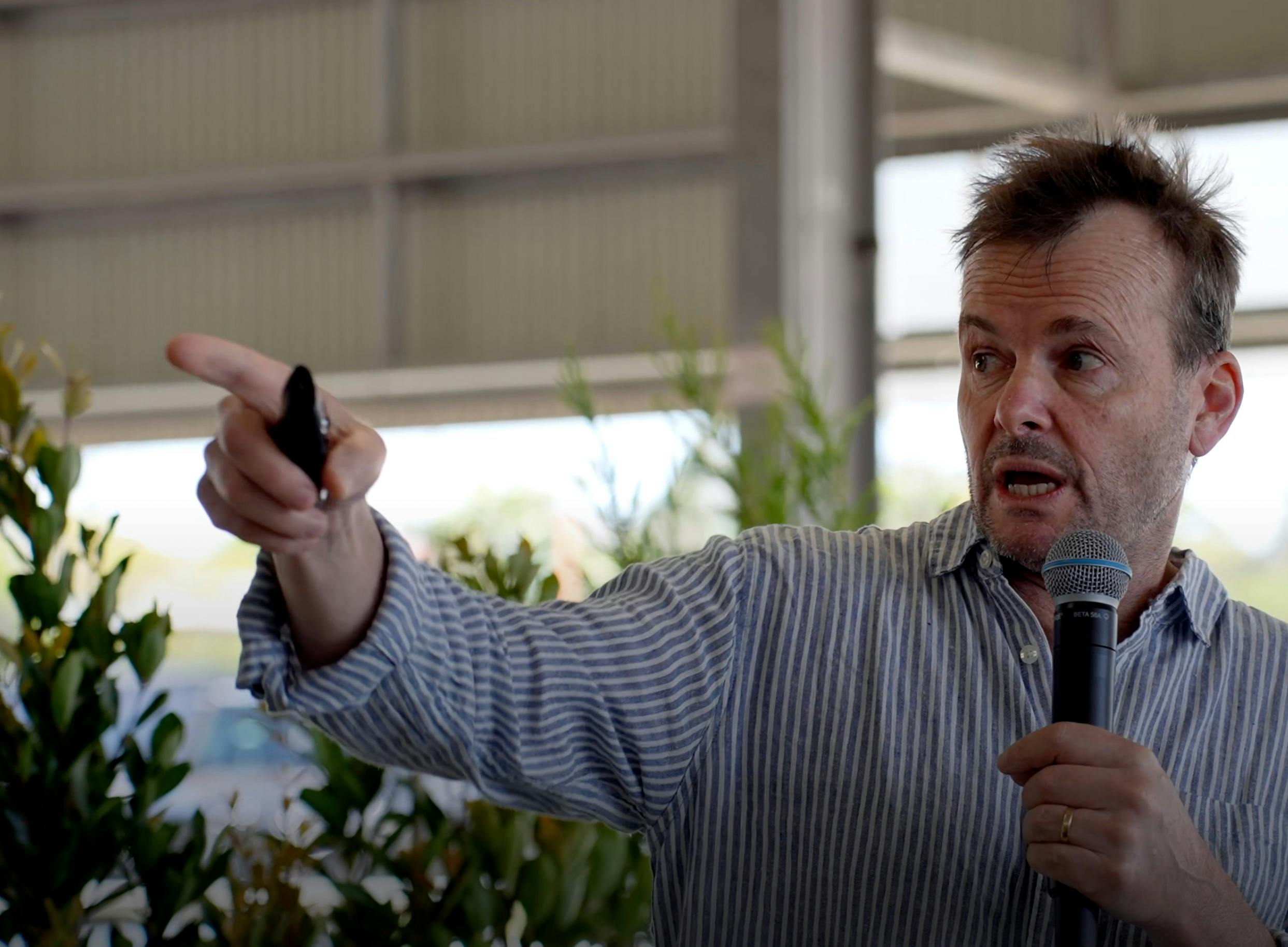 Speaker presenting at the tiny home expo