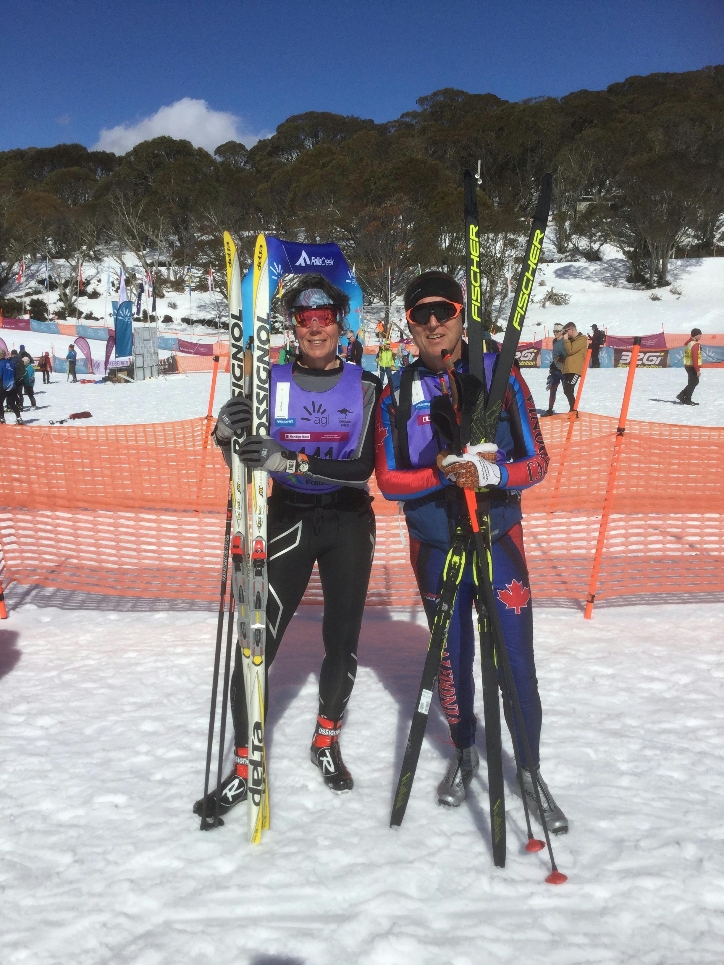 Two people in ski gear