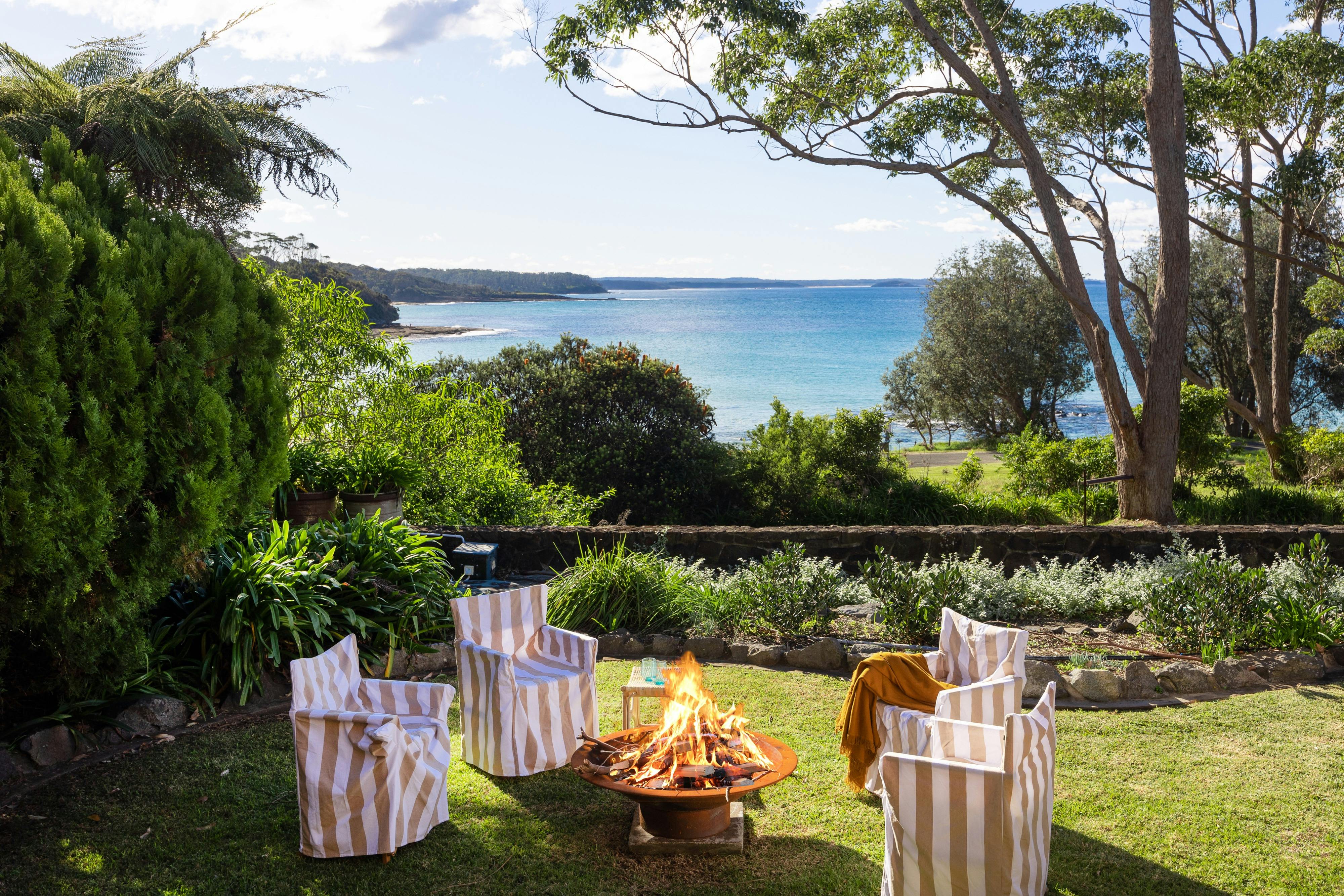 Tingira house has a firepit to enjoy with family & friends plus a wood fire place inside.