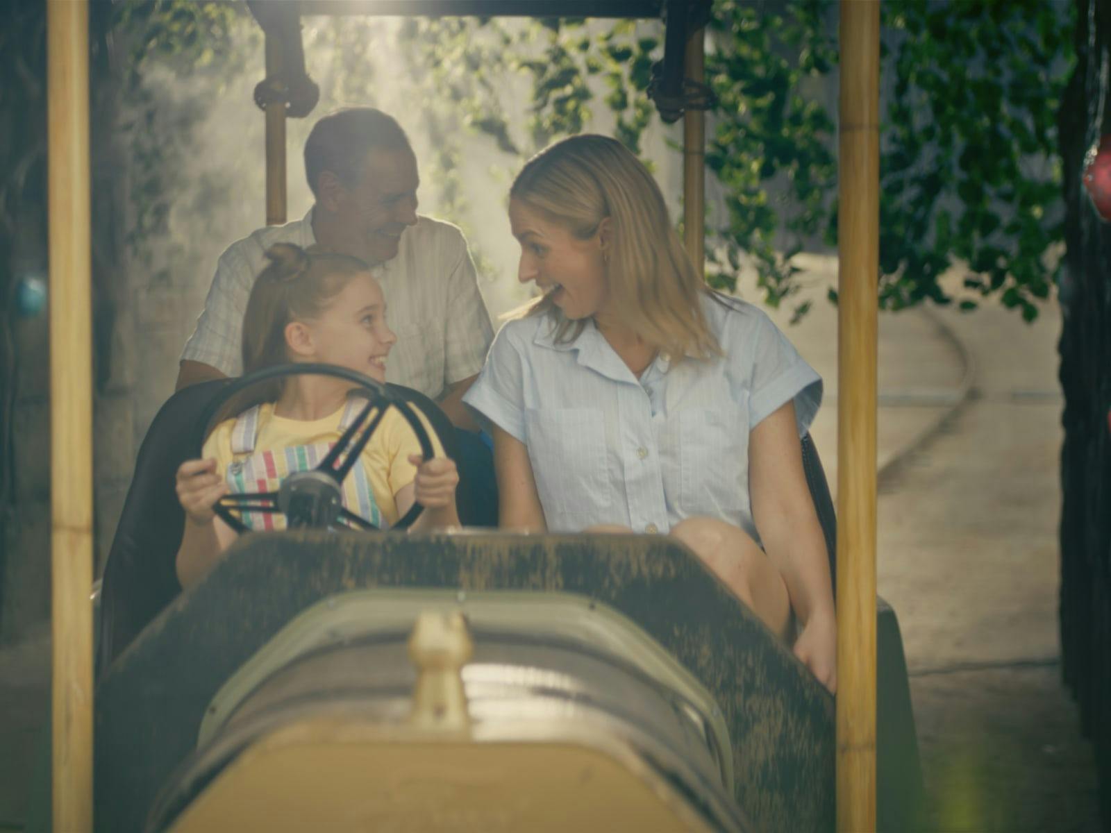 Family enjoys rides at Rivertown