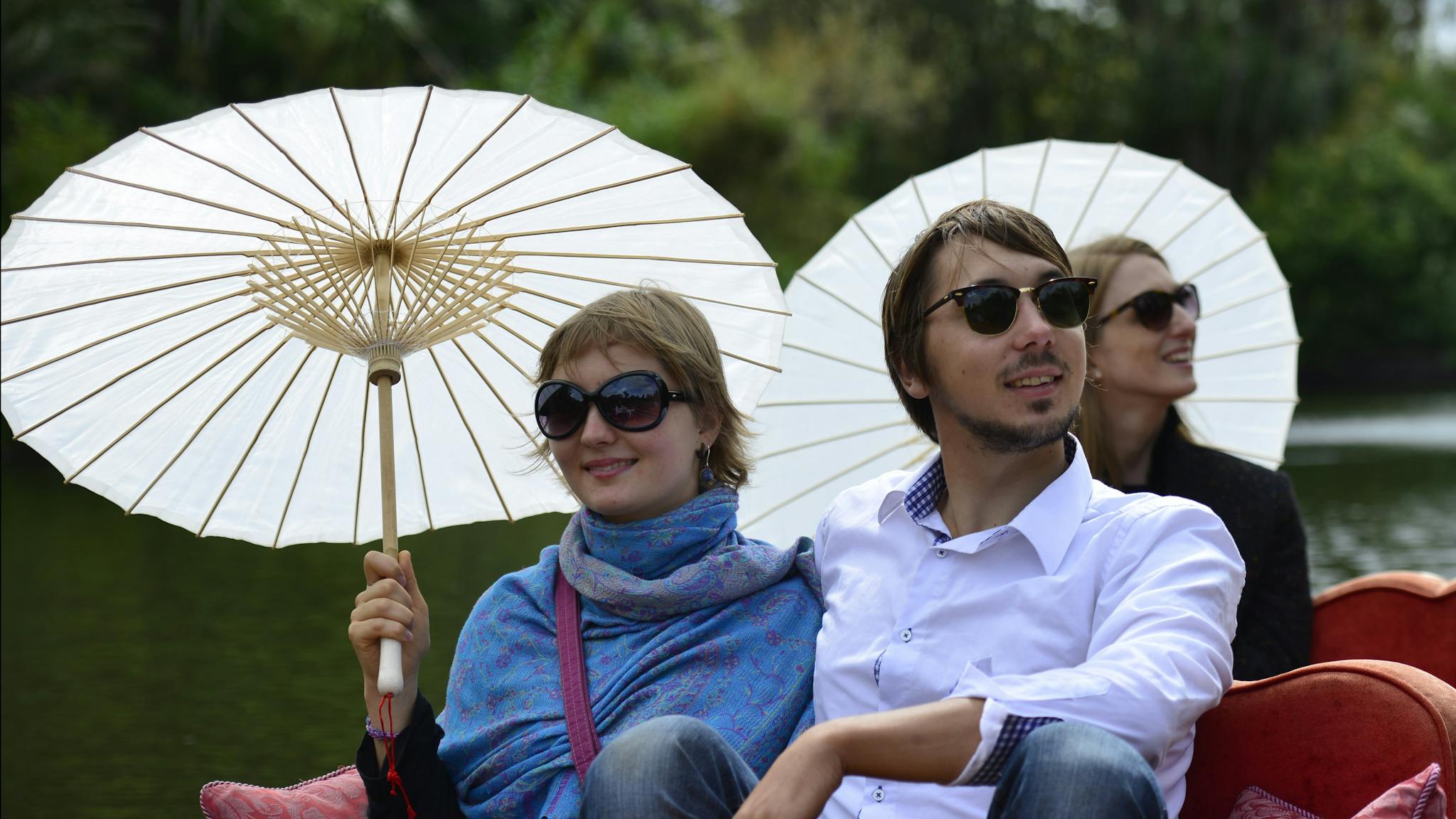 Punting-on-the-lake with parasols