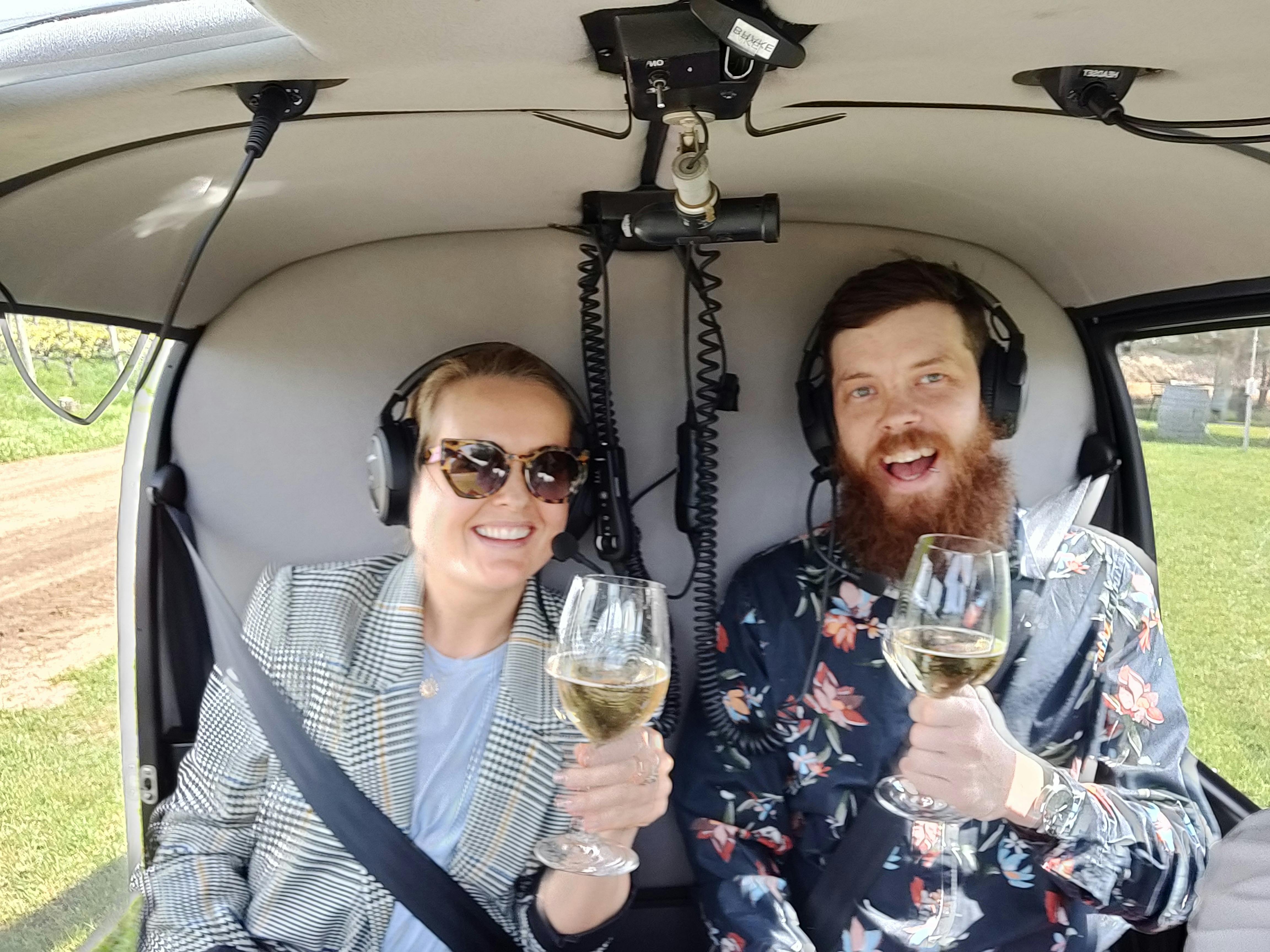 enjoying some bubbles after landing