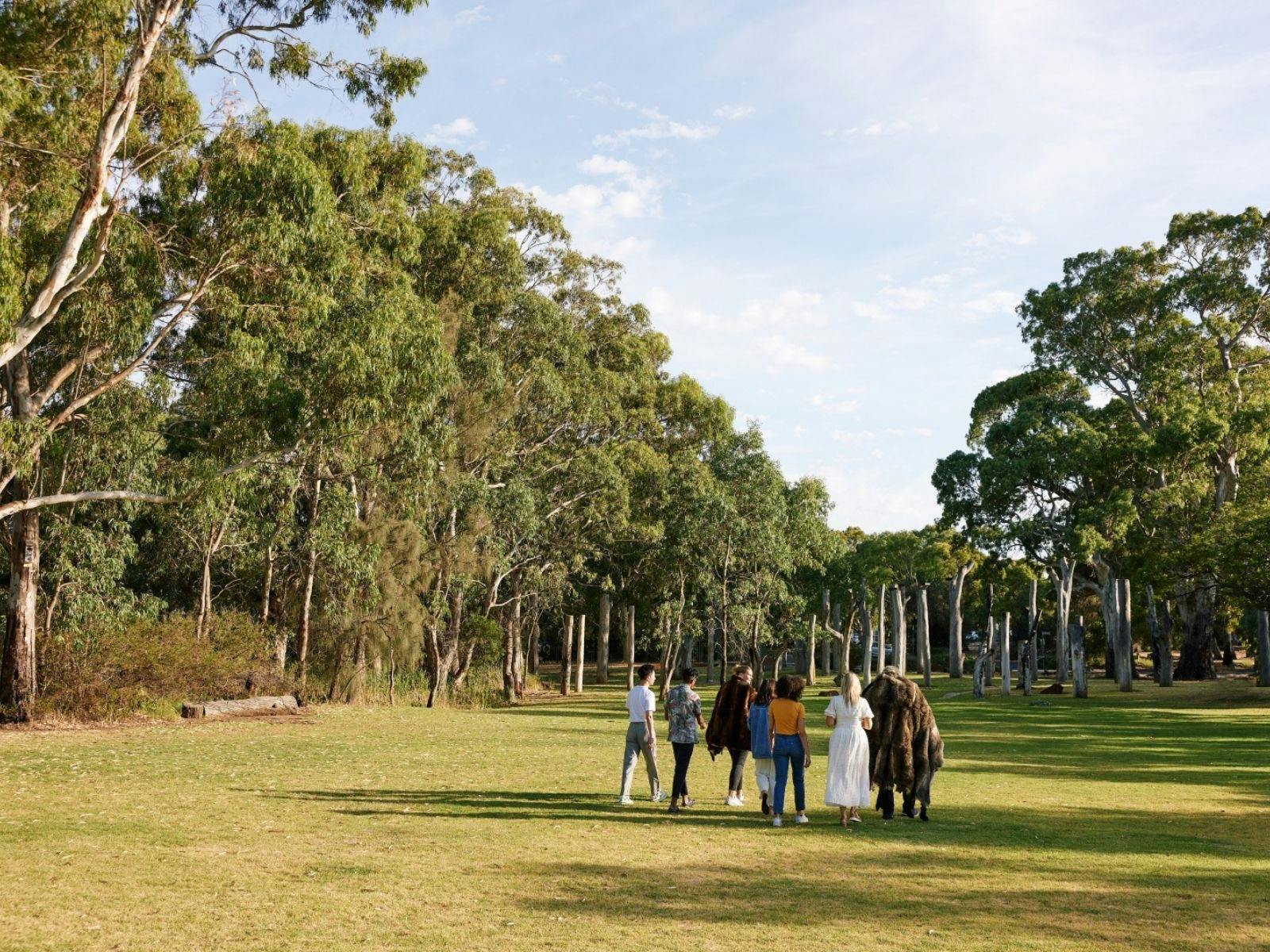 Guide walking customers through Warriparinga Wetlands