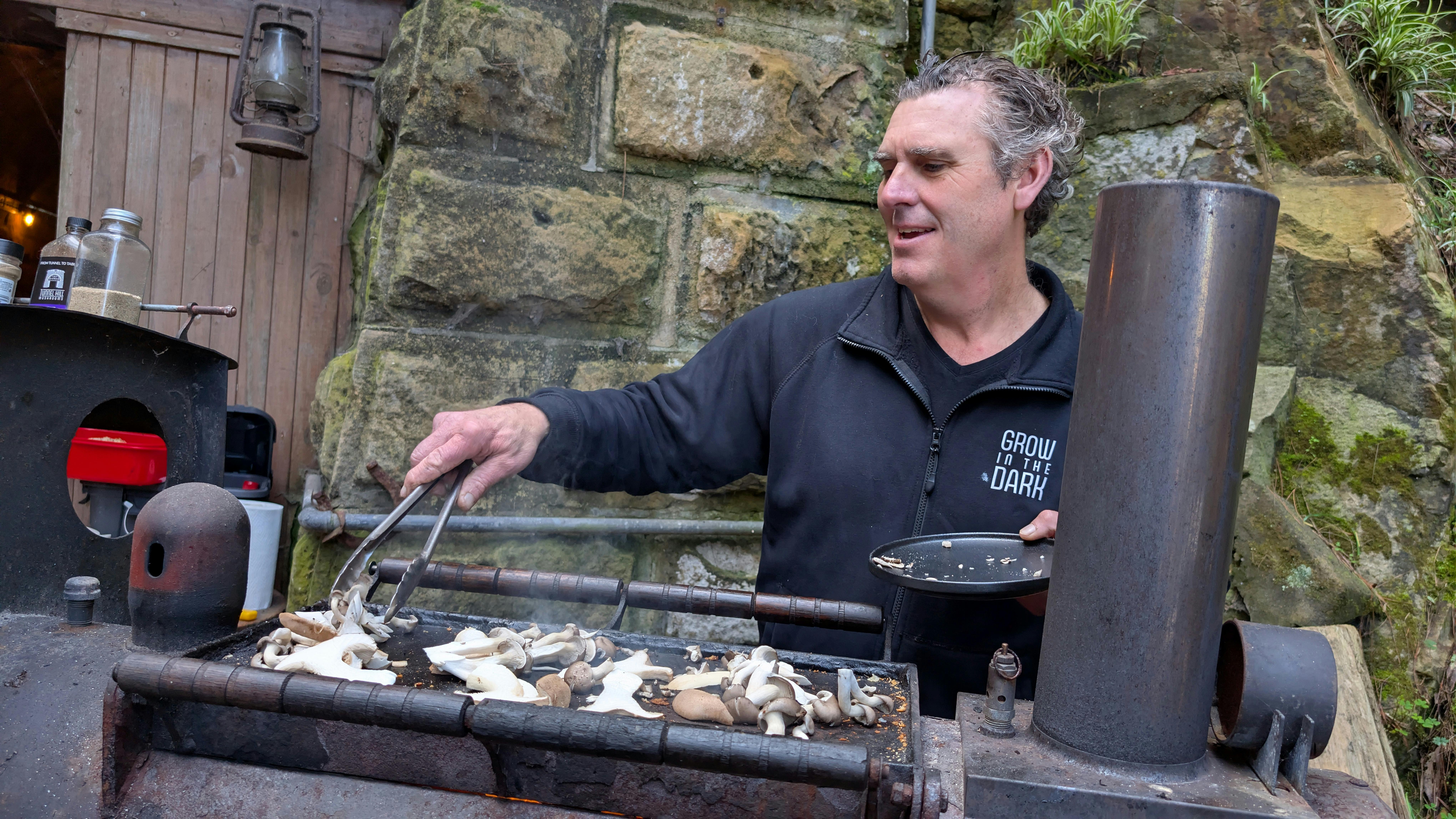 Dean grilling mushrooms!