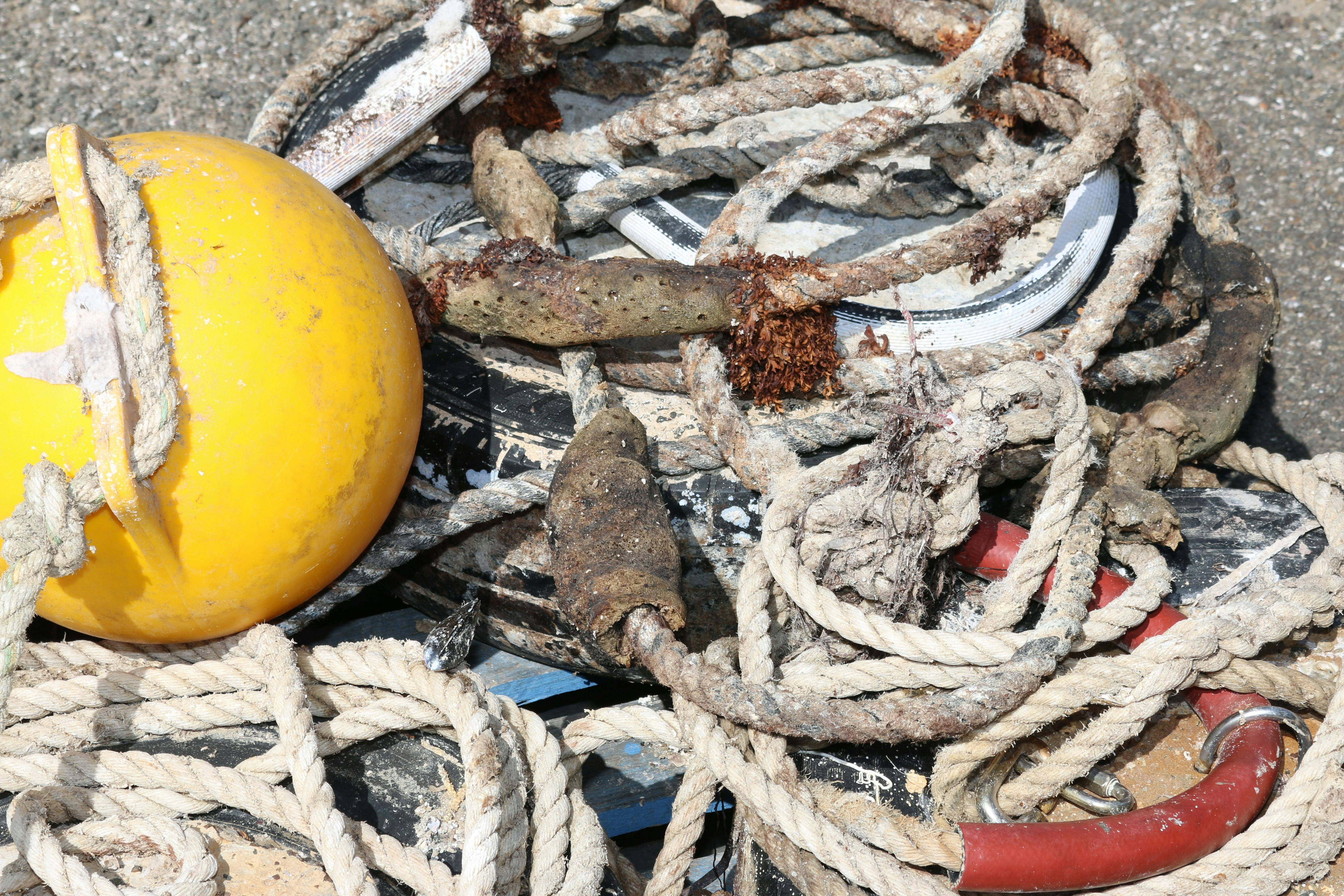 Pile of ropes and buoys used in American River