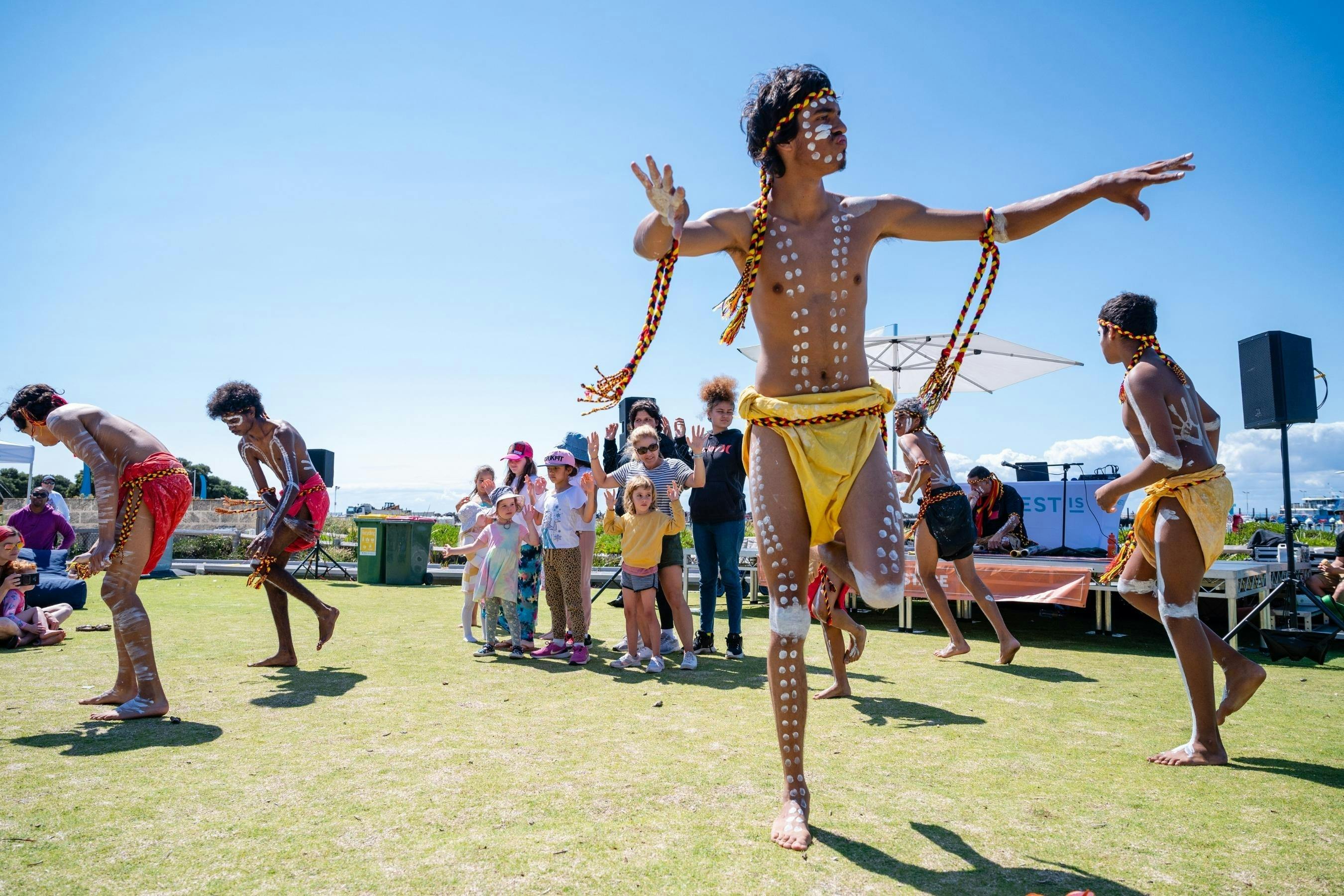 Aboriginal dancer in traditional paint and dress