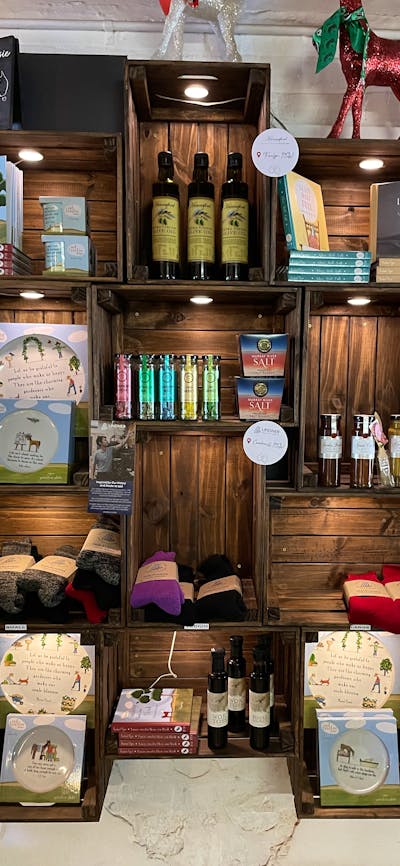 Goods on shelves for sale at Merino Cafe in Gunning