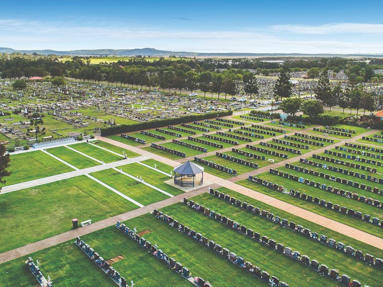 aerial drone view of the cemetery