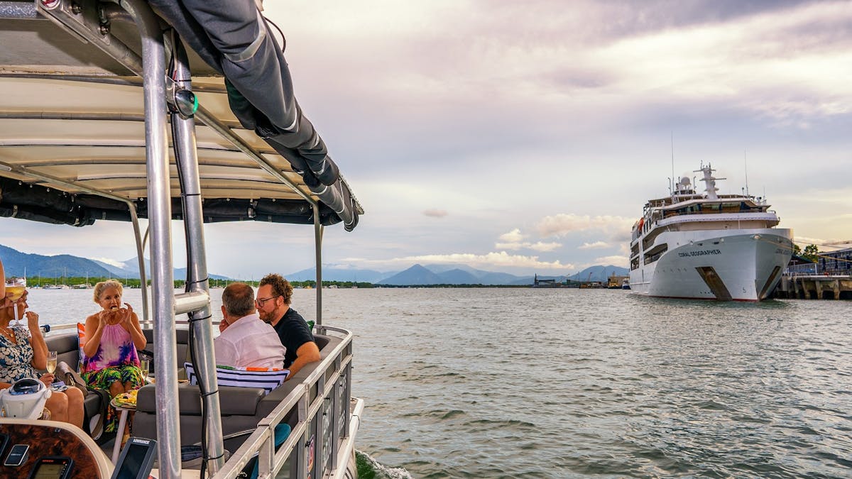 Cairns Sunset River Cruise sharing the waterways as the cruise ships visiting Tropical Queensland