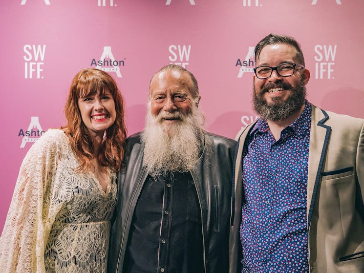 Festival Directors Kate Howat & Dave Horsley with SWIFF Patron Jack Thompson