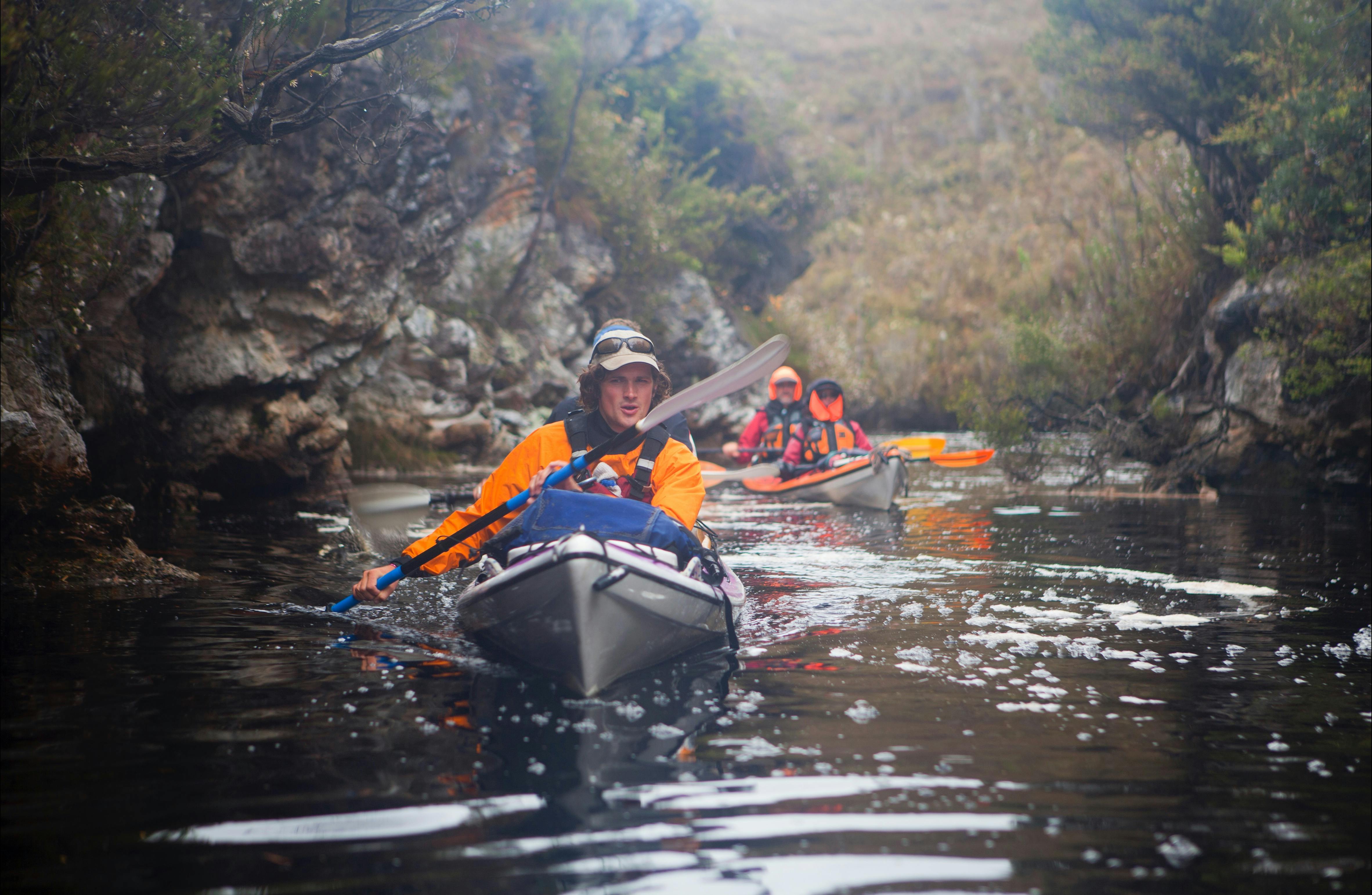 Kayaking on Davey River in Southwest Tasmania
