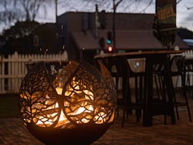 The Royal Oak Hotel's outdoor fire pit provides cosiness and added atmosphere!