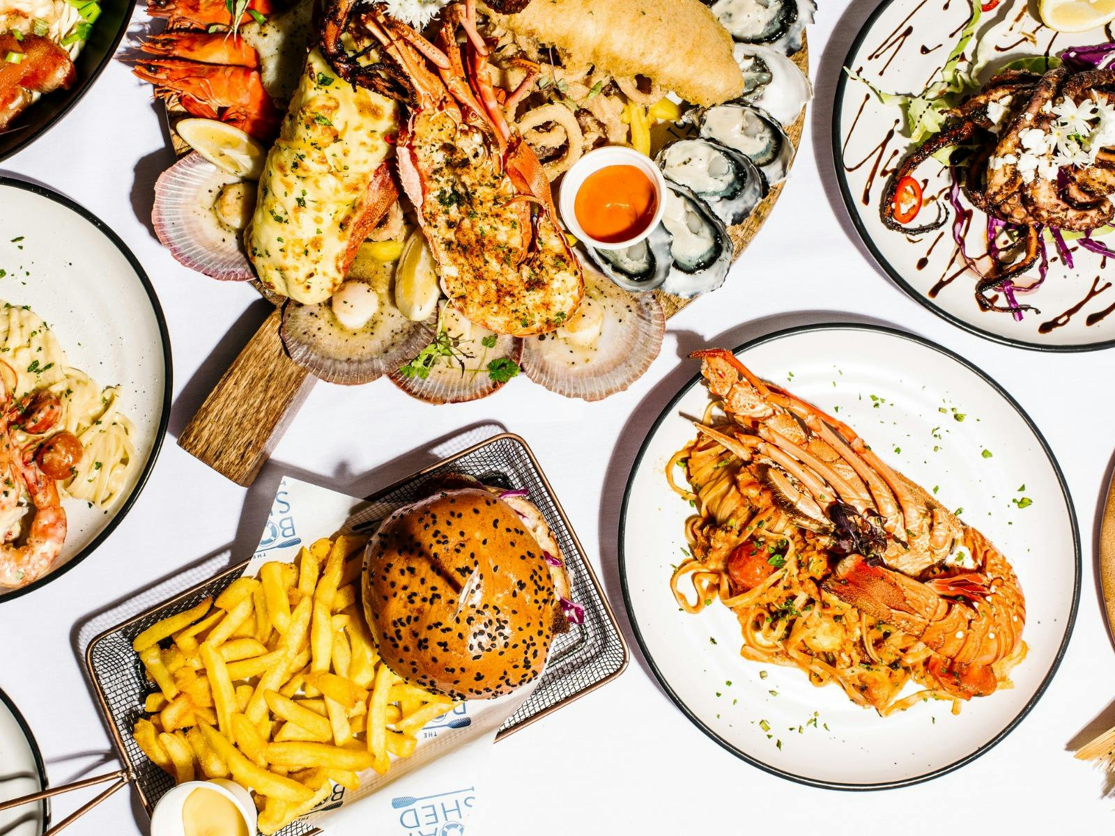 Seafood lunch on table