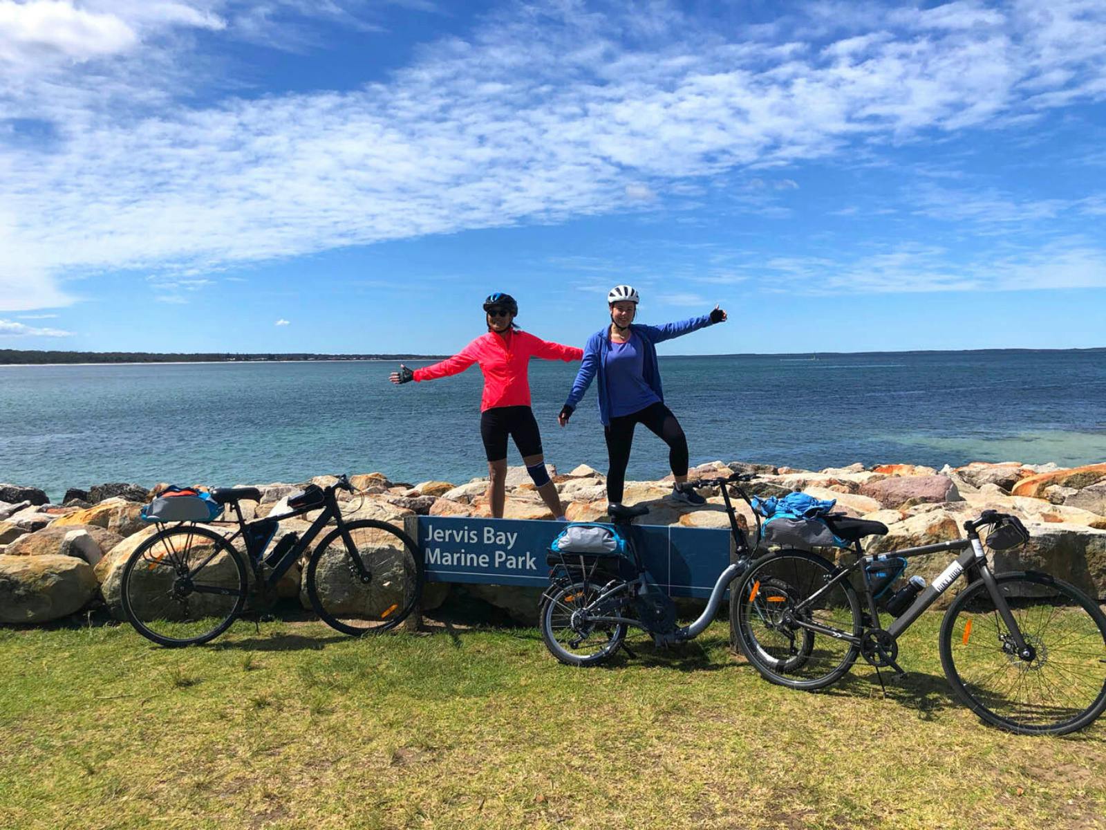 Celebrating reaching Jervis Bay on the NSW South Coast.