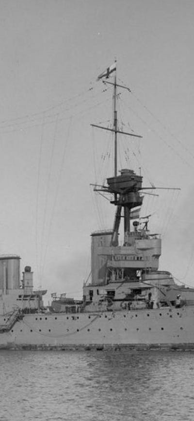A sepia photograph of a naval battle ship