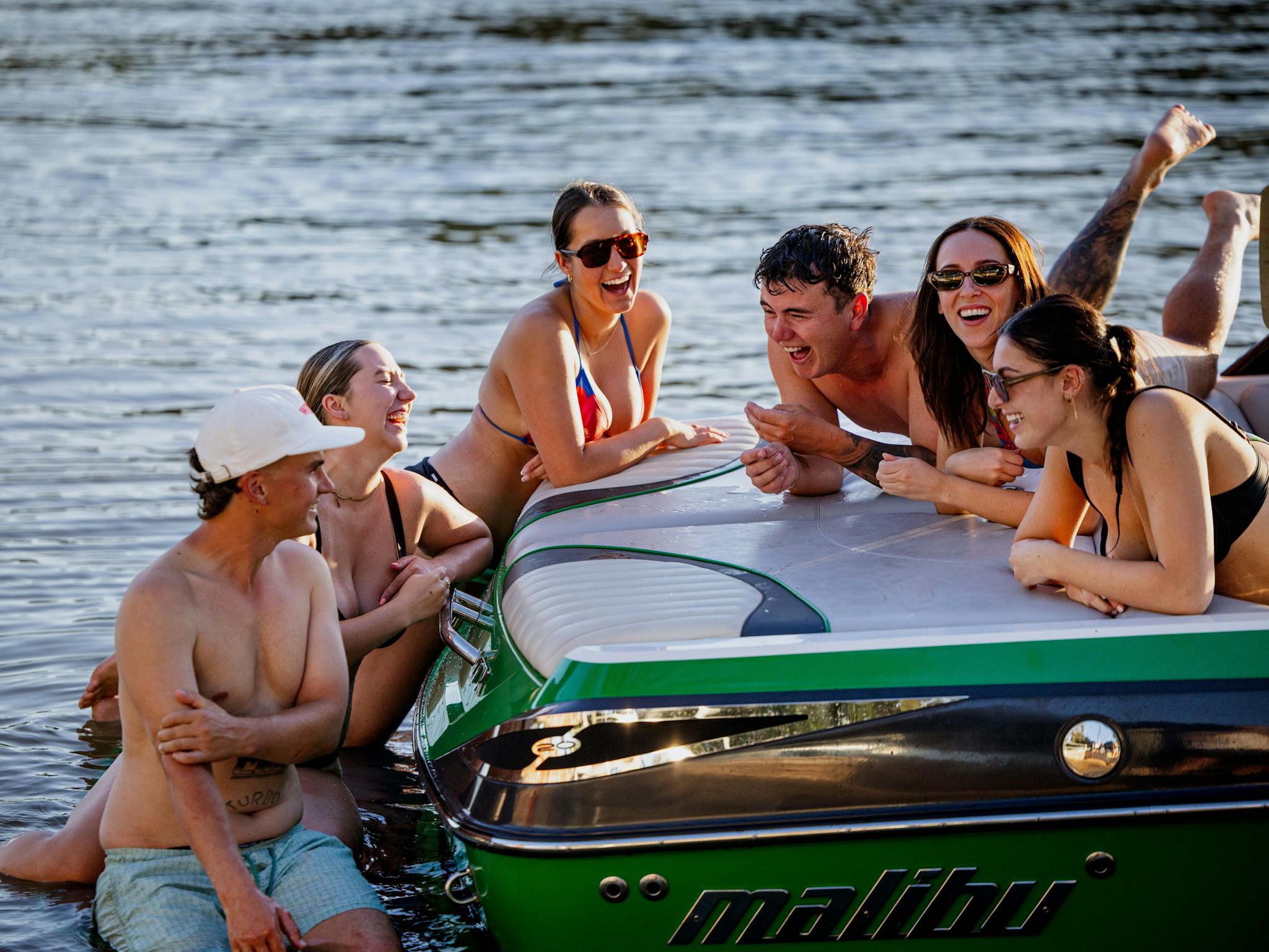 People on boat in River