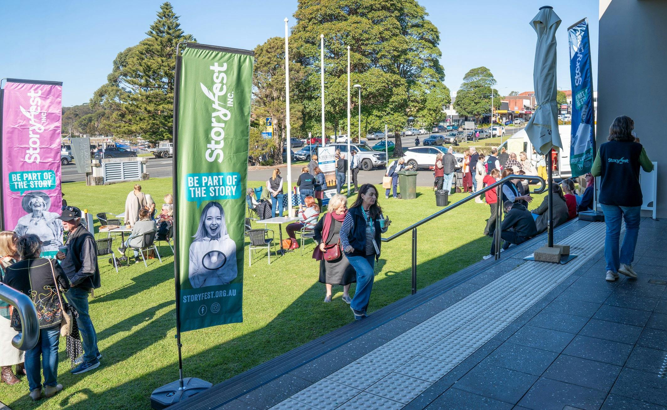 Attendees visiting Storyfest 2025 at the Ulladulla Civic Centre