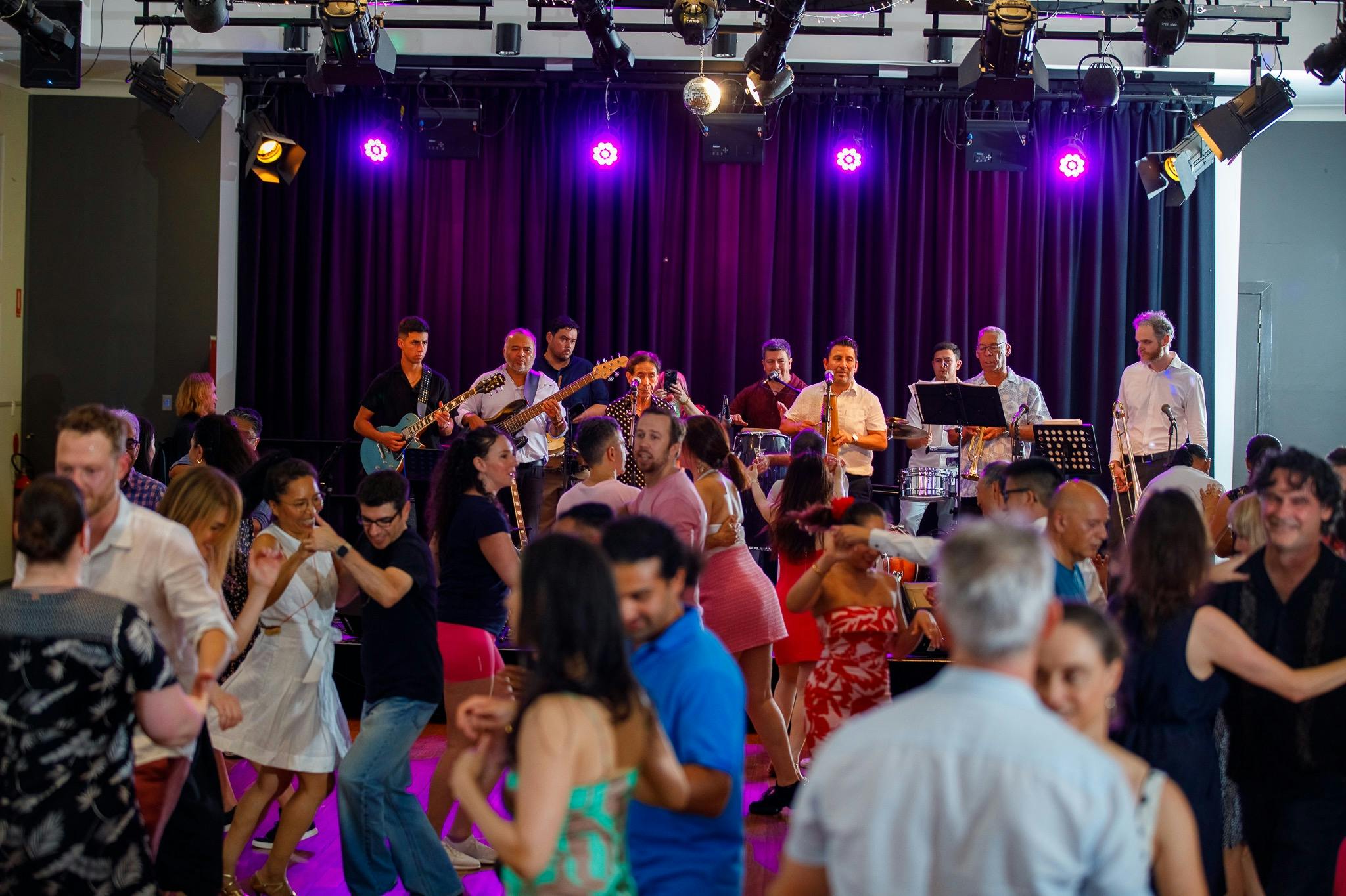 Local latin band Mi Tierra plays at Salsa on Saturday dancers in the foreground
