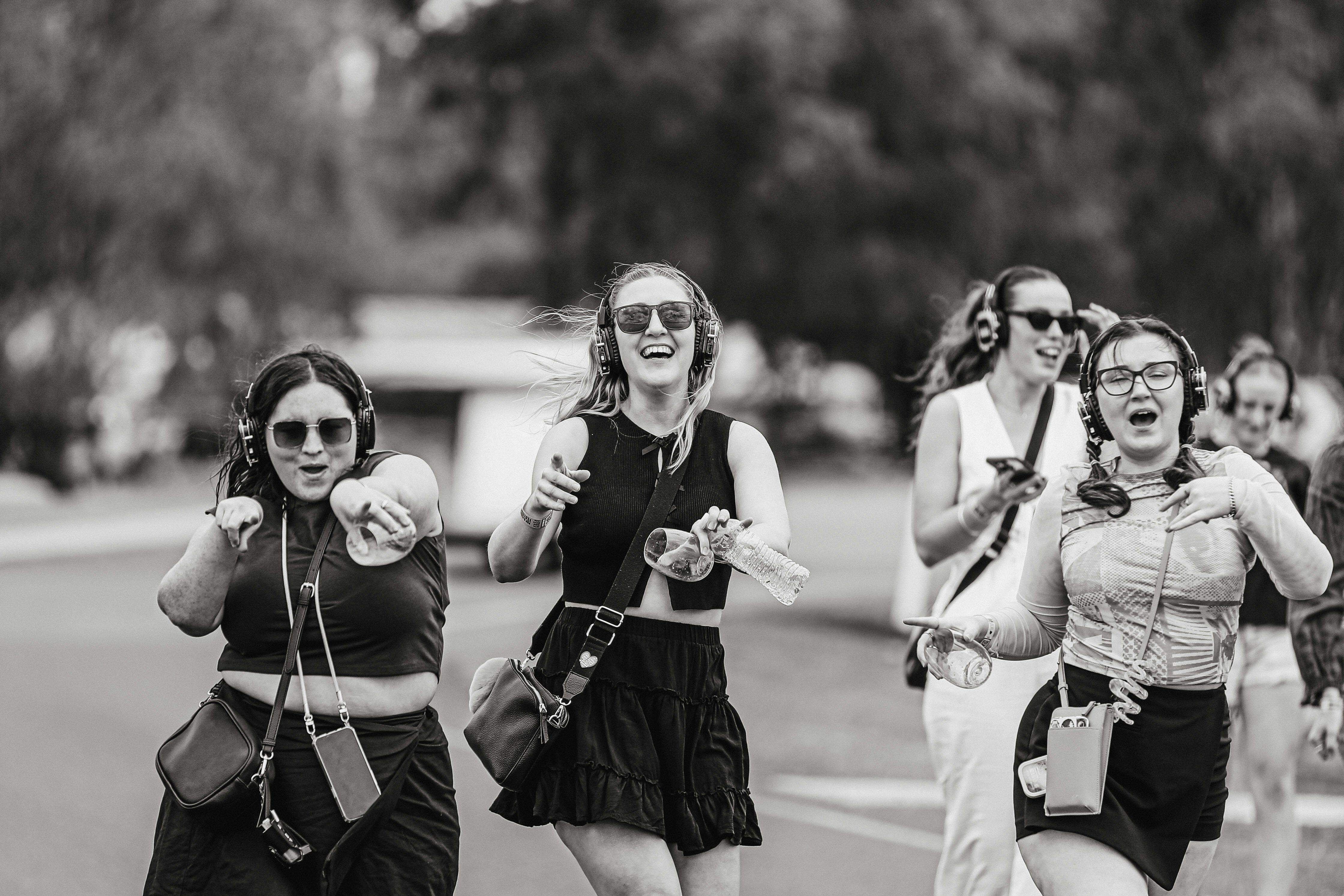 In addition to the bus system connecting venues we offer guided silent disco walks
