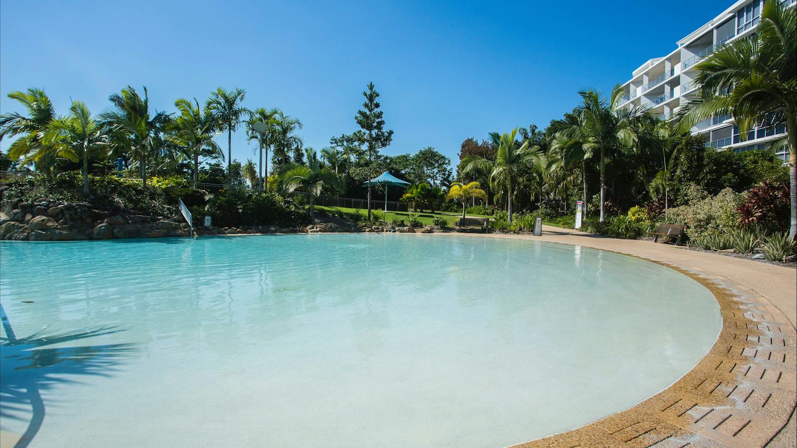 One of three swimming pools at Bluewater Lagoon